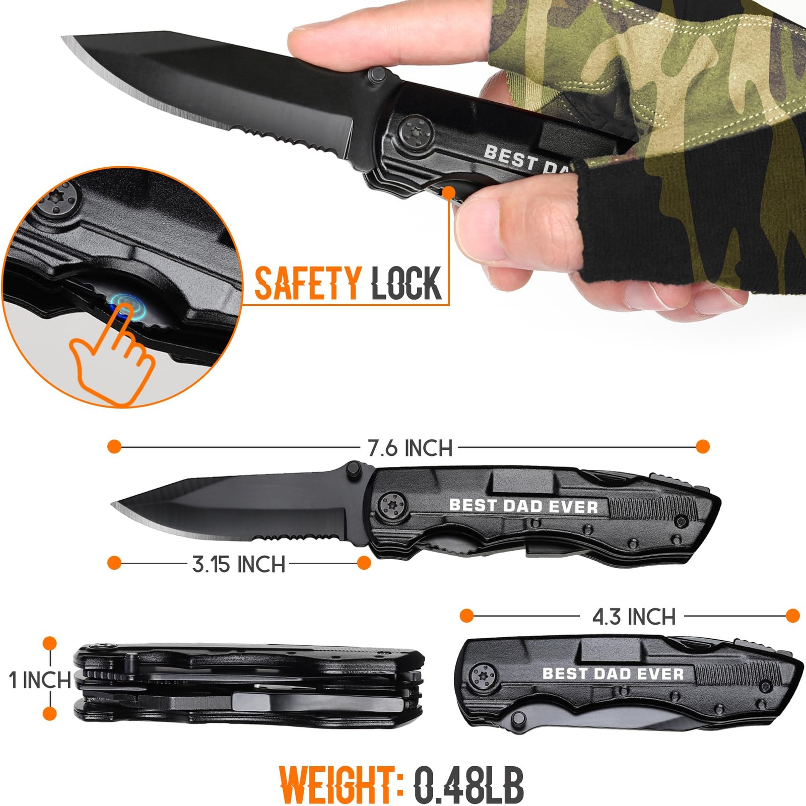 Gift for Dad, Multitool Knife BEST DAD EVER for Camping, Fathers Day Christma…