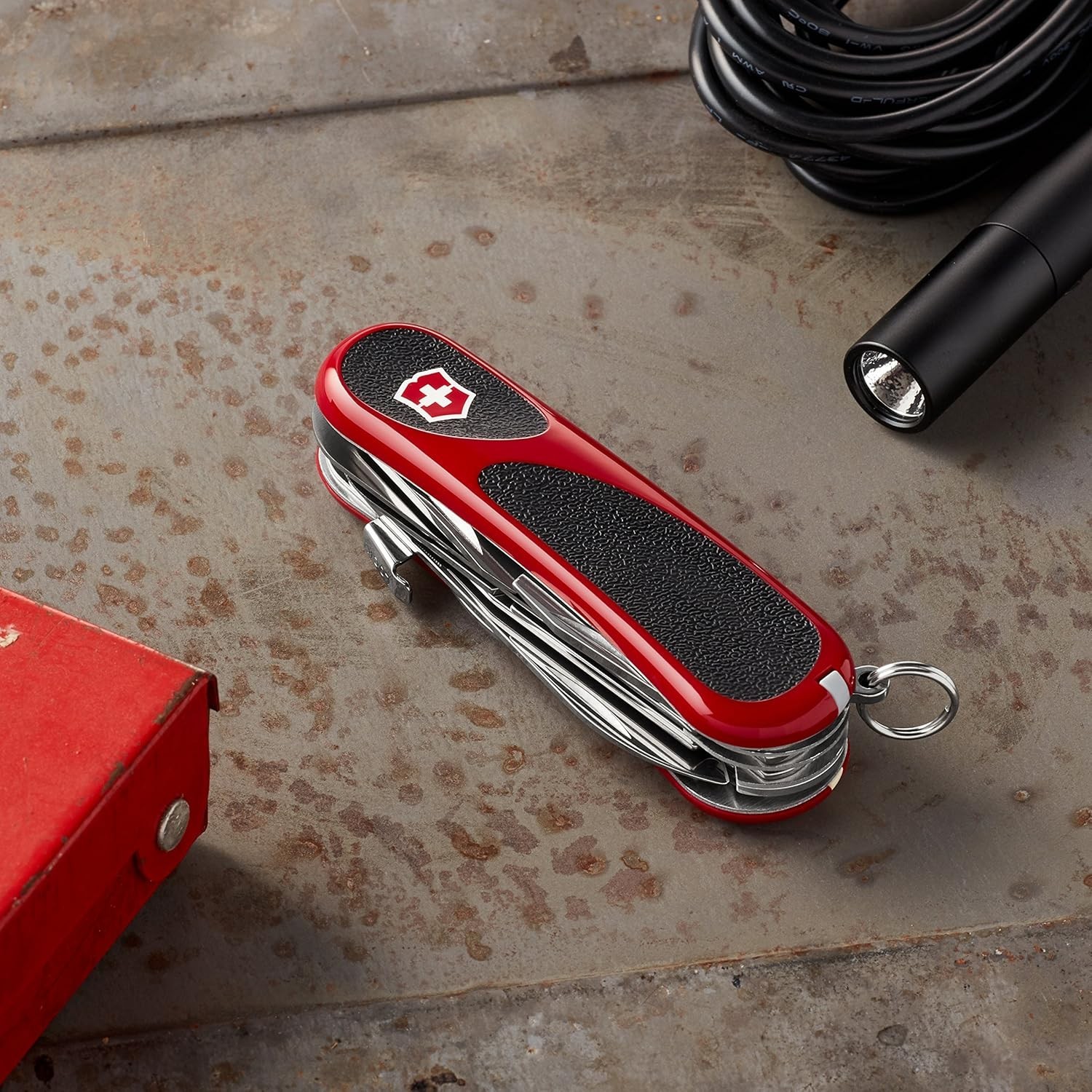 Victorinox Evolution S17 Grip Swiss Army Knife 15 Functions Lock Blade Red/Black
