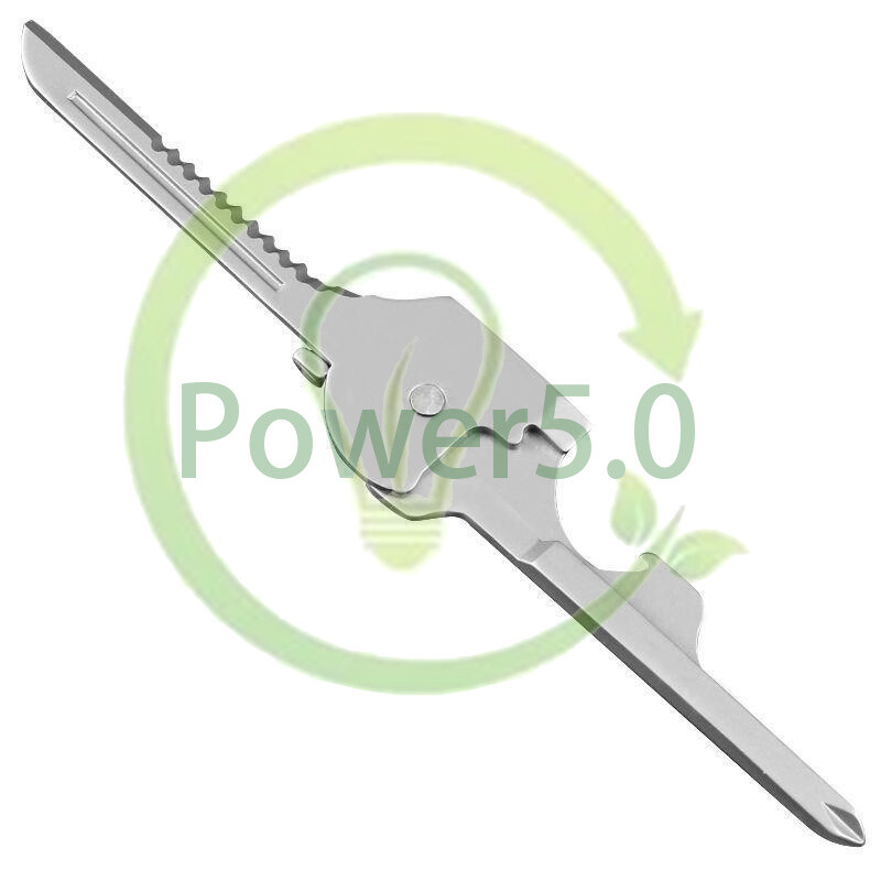6 in 1 Utile-Key Tool Keyring Keychain Multifunction Stainless Steel 1PCS