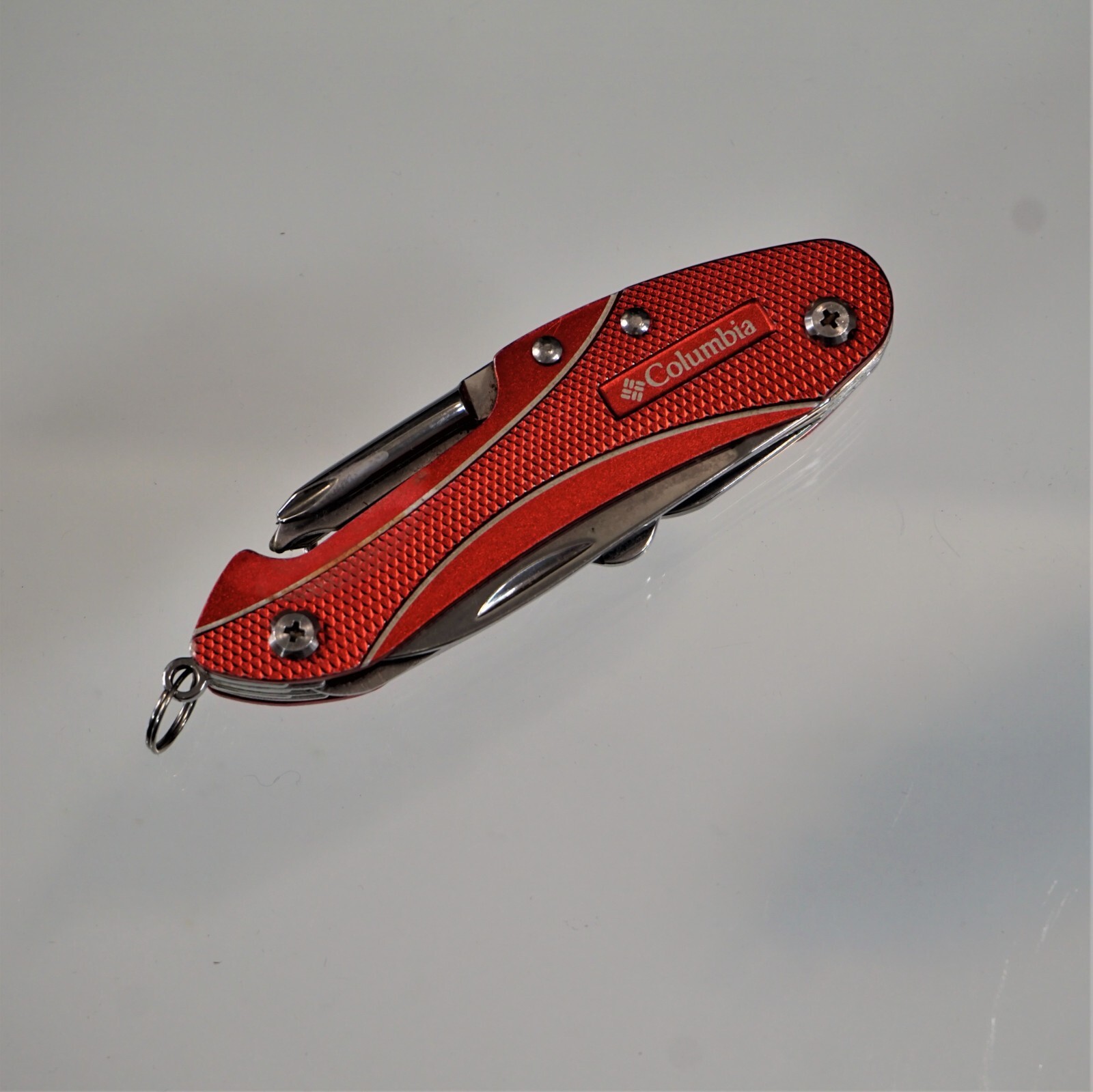 Columbia Pocket Knife Field Gear Fire Red Multi Tool 10 Function