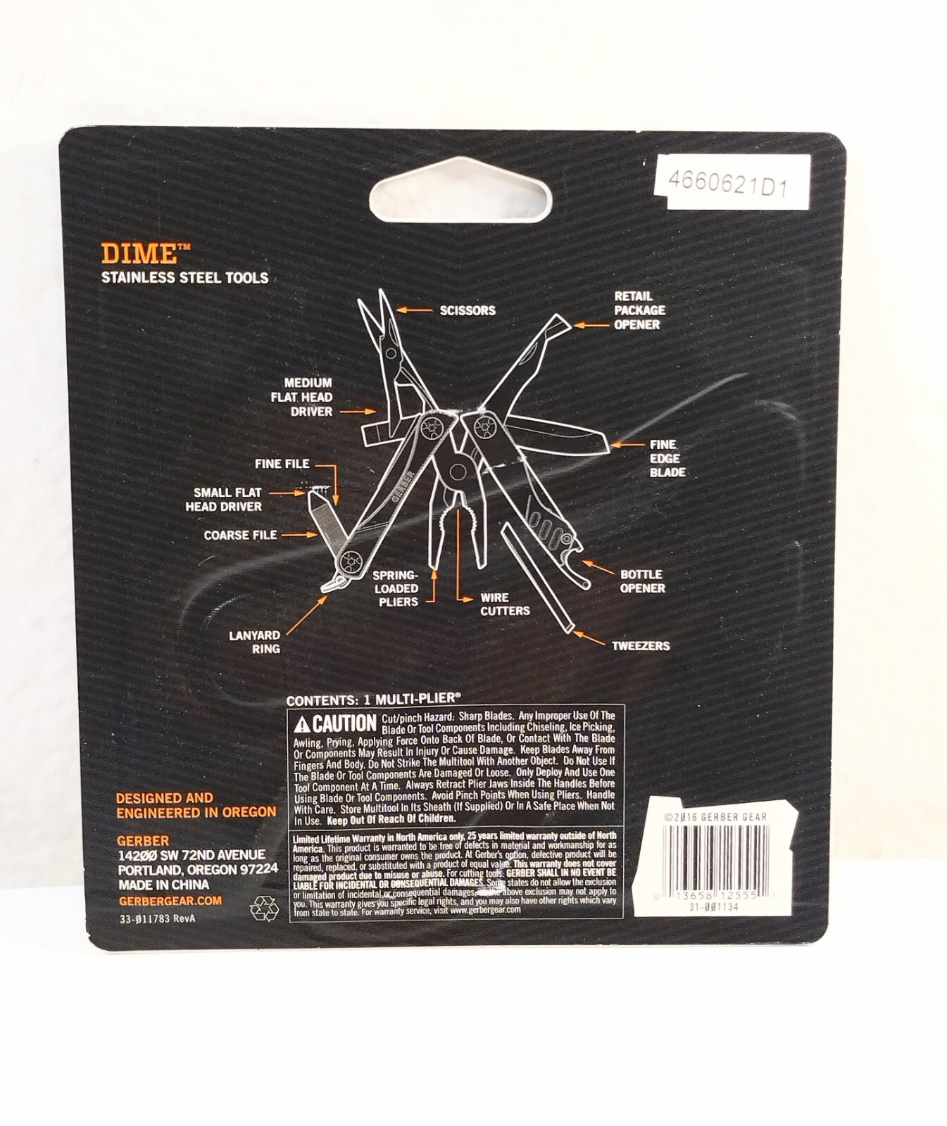 Gerber Dime Micro Multi-Tool Color: Black 12-Tool-Multiplier