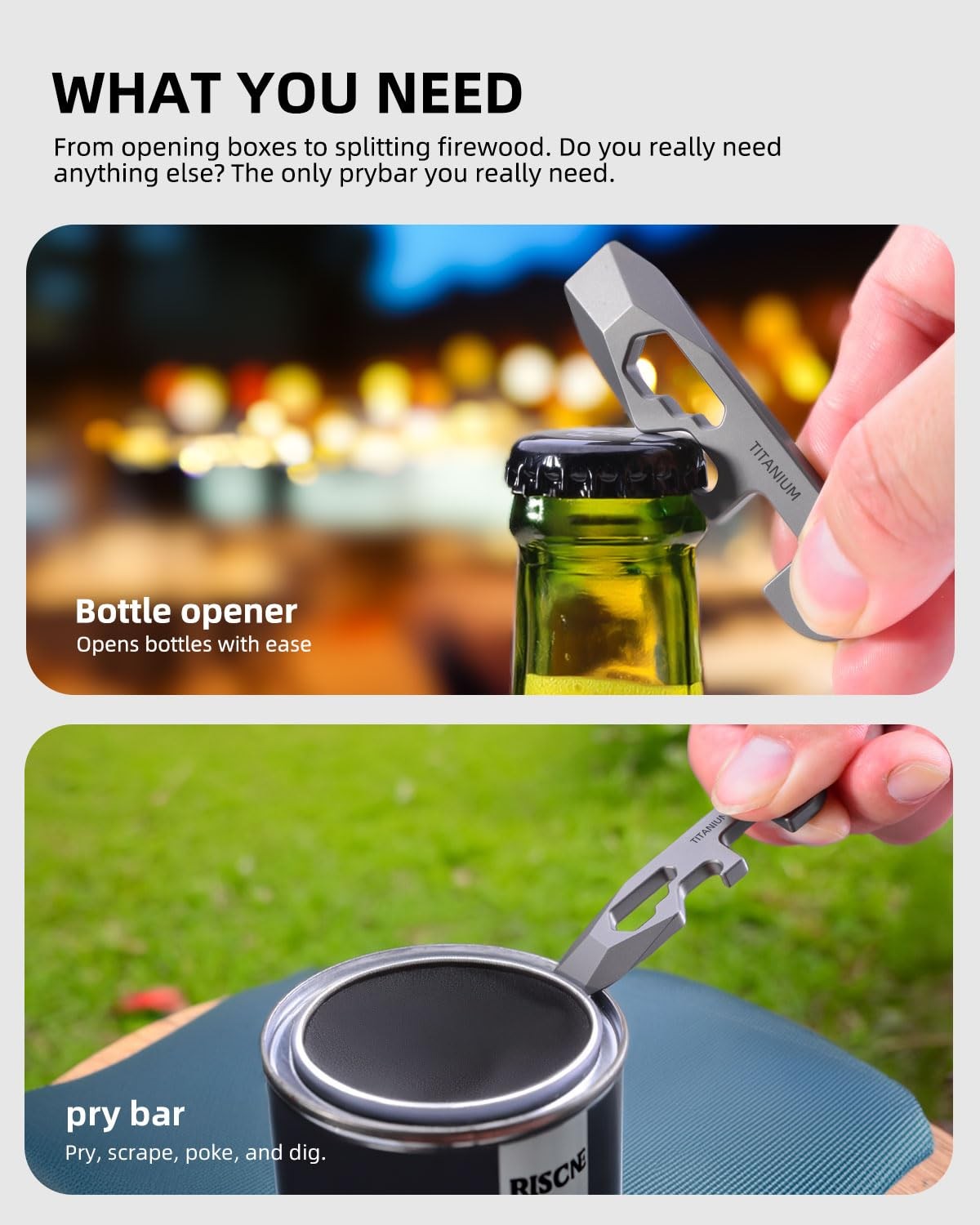 Prybar-Heavy Duty Keychain Prybar EDC Pry Bar for Every Day Carry Small Titanium