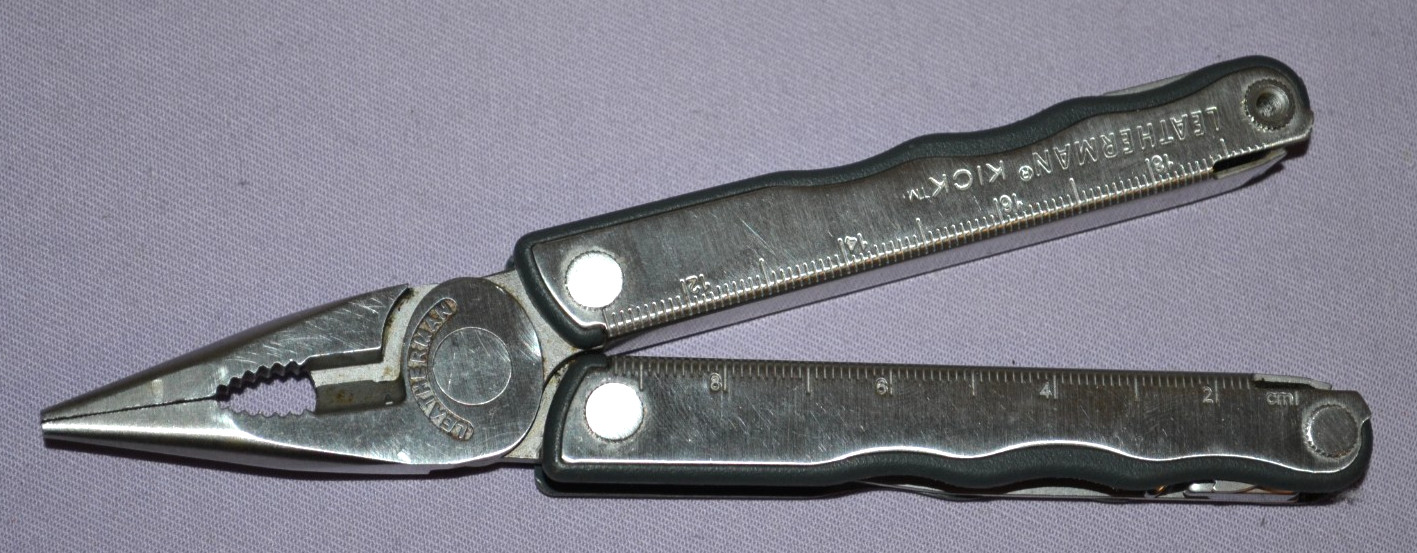 Genuine Leatherman Kick Silver Multi-Tool Knife, Pliers & Other Tools — Great