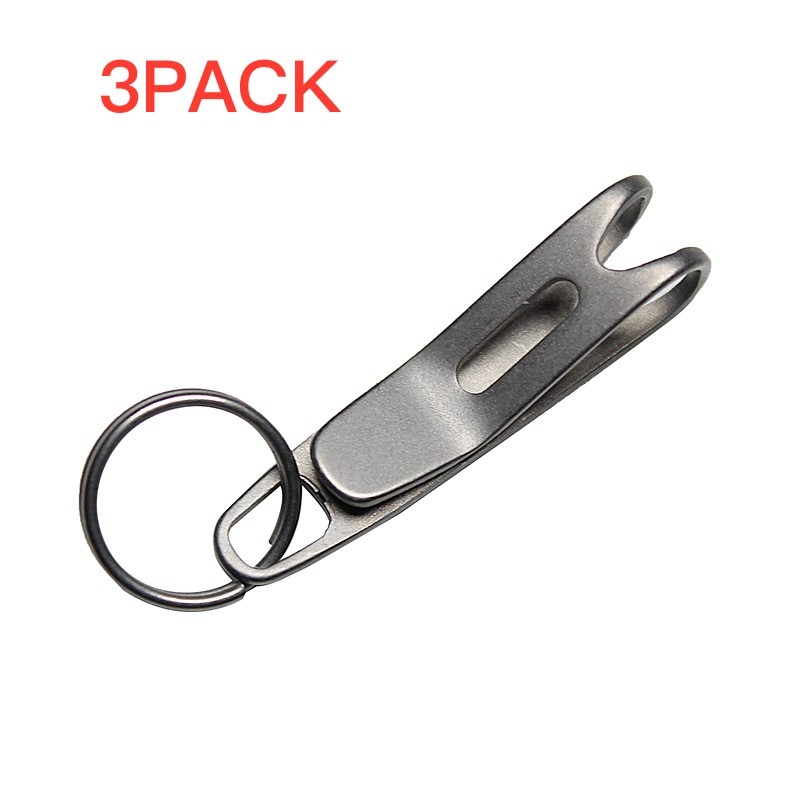 3PACK Titanium alloy EDC Gear Pocket Suspension Clip Wallet Tool with Key Ring