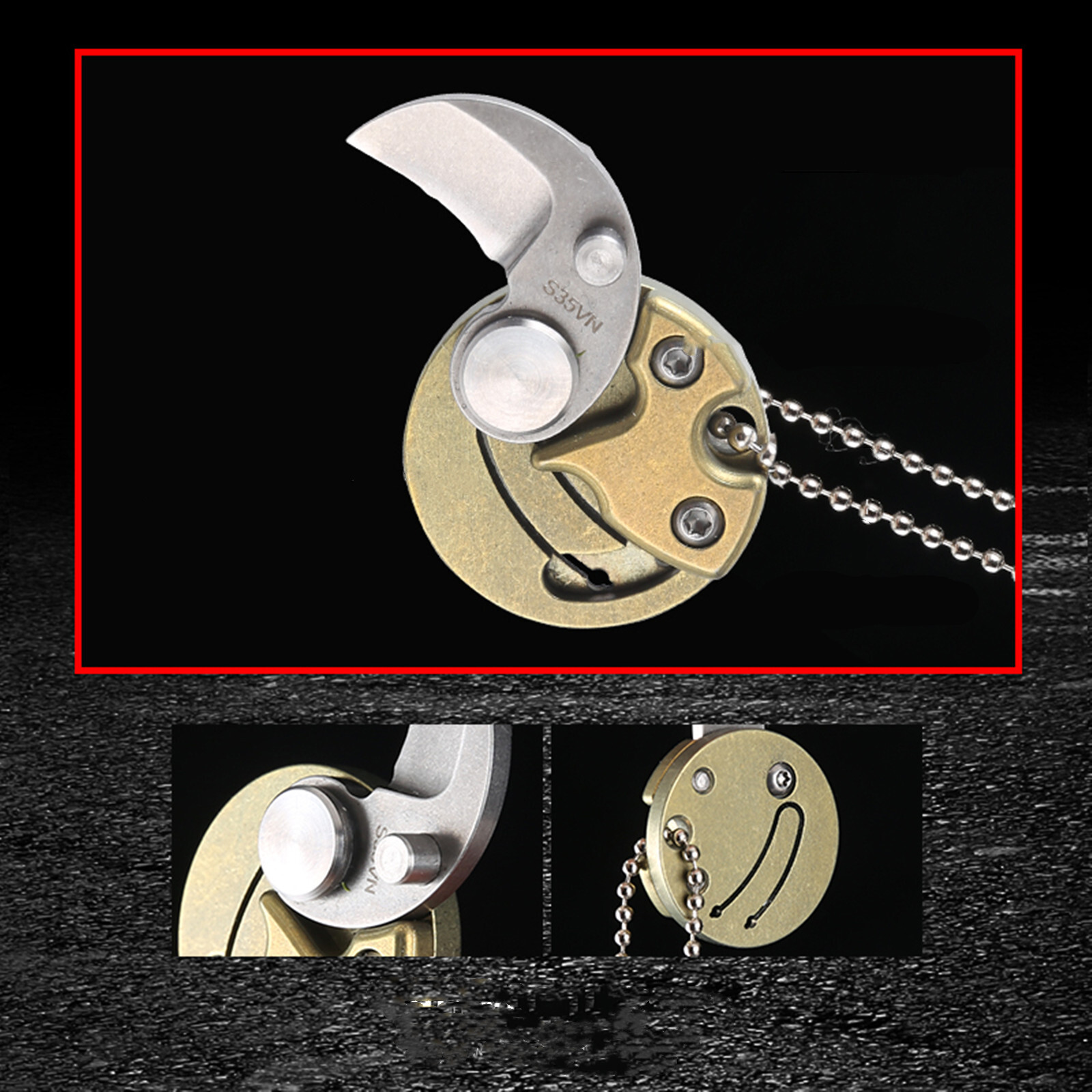 Outdoor EDC Mini Coin Keychain Folding Knife S35VN Blade Titanium TC4 Handle