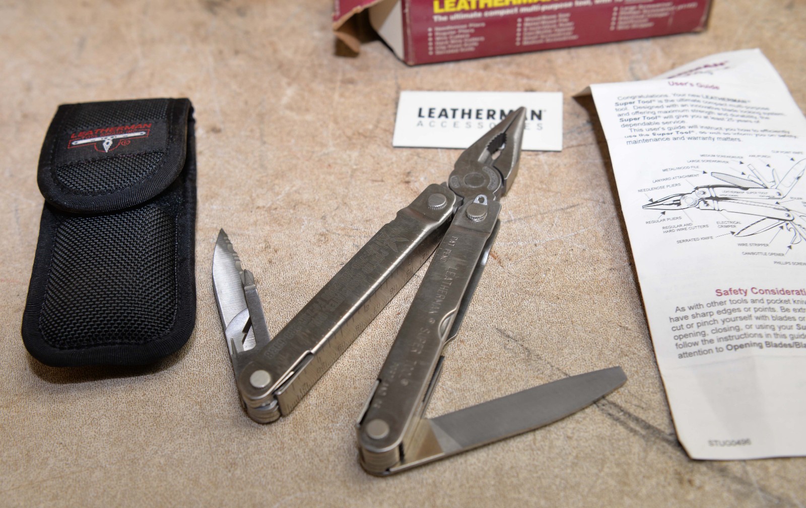 Rare 1996 Leatherman super tool multi-tool pat pending original box sheath lot