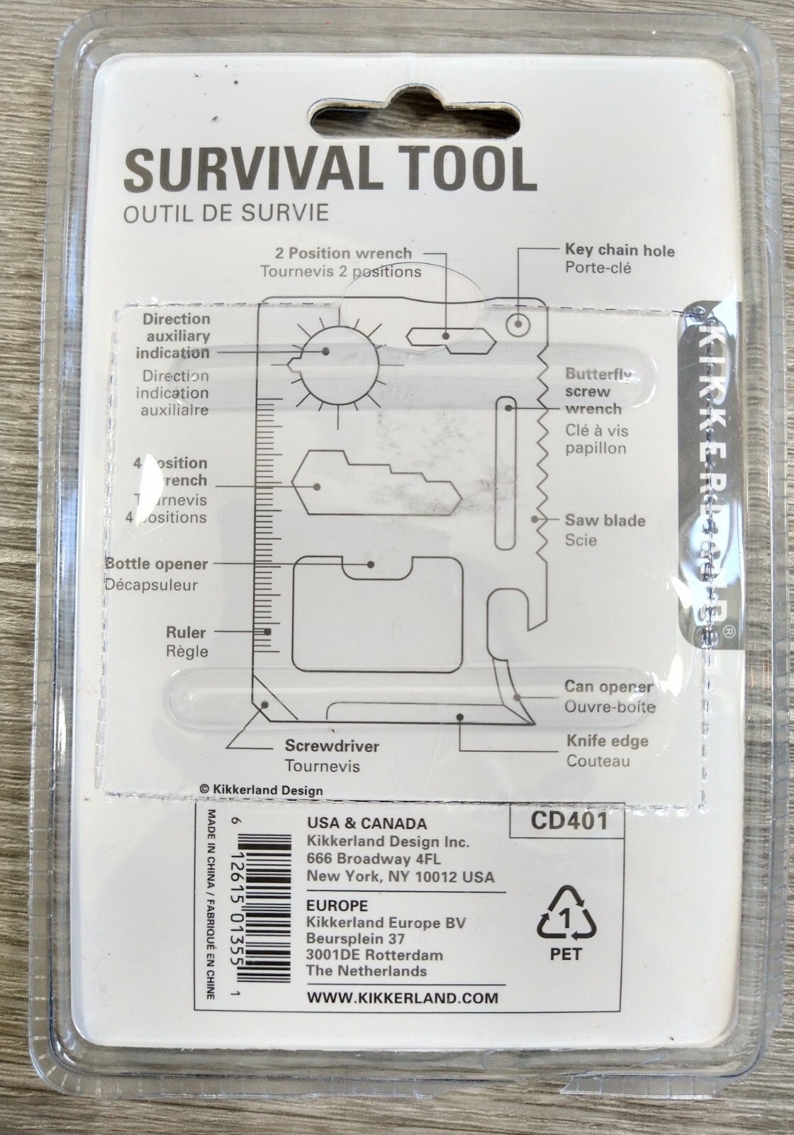 Kikkerland CD401, Classic Survival Tool, Saw Blade, Opener, Ruler – WALLET SIZE