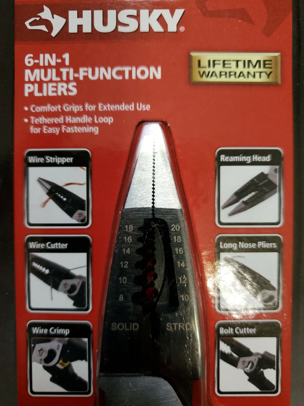 Husky 8 in. 6-in-1 Multi-Function Pliers