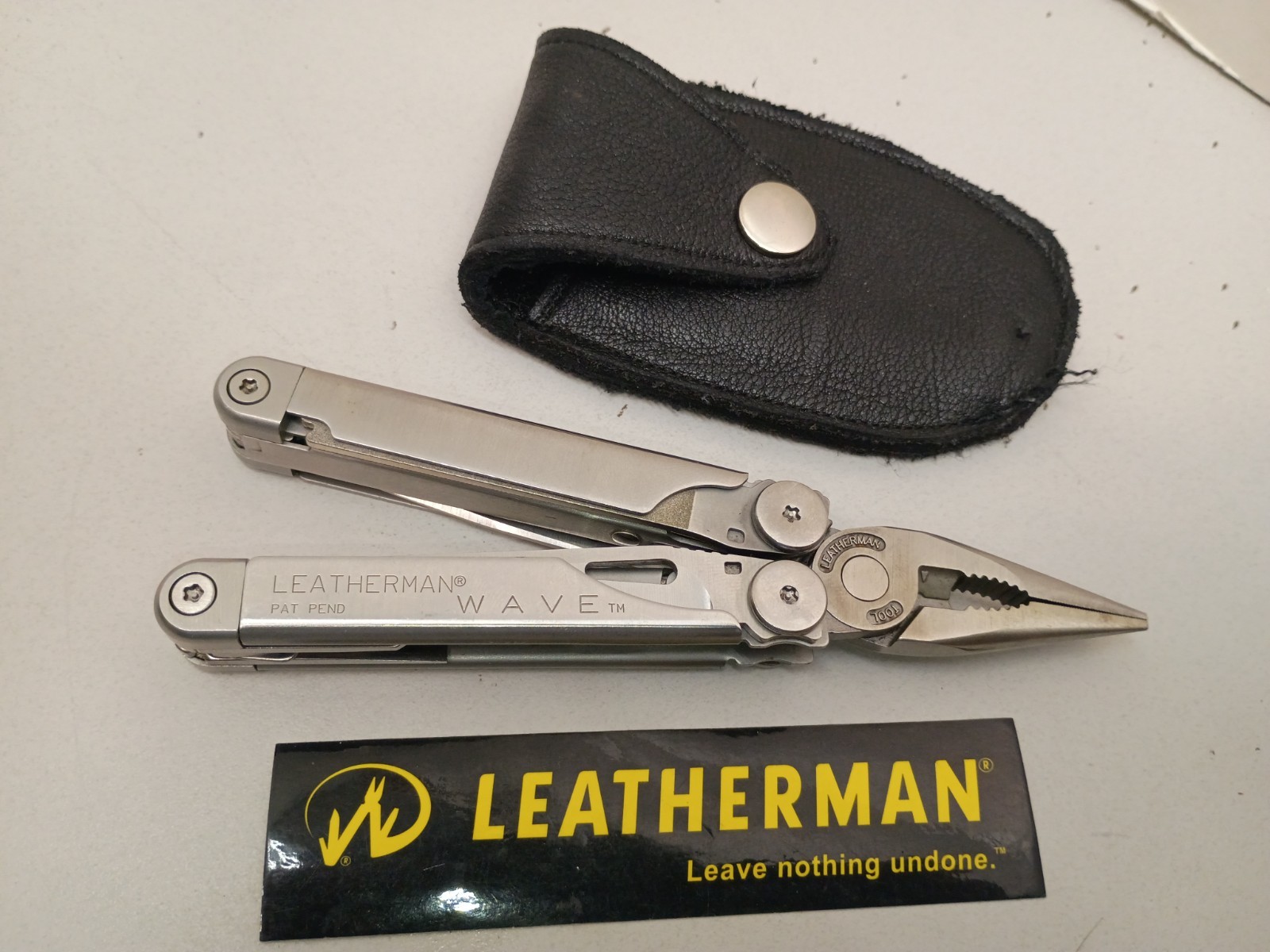 Vintage Leatherman Wave 1st Gen Multi Tool Pat Pend Custom Leather Sheath Case