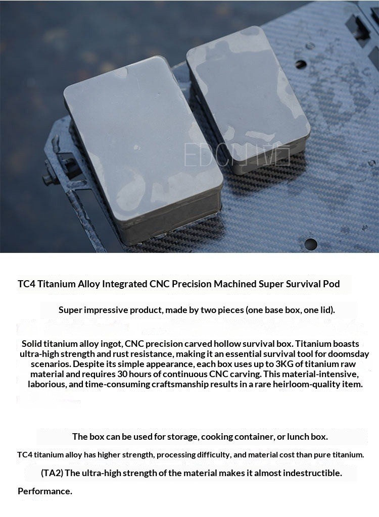 Titanium alloy Survival Box CNC Engraving Apocalypse Survival Storage Box