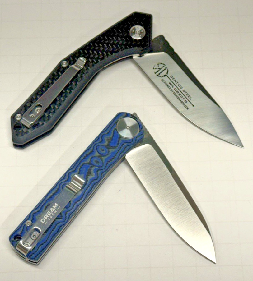 NEW 2 KNIFE Combo-D2 Steel-WithArmour WA-082CFG-Black & Dream Tech D3896MBL Blue