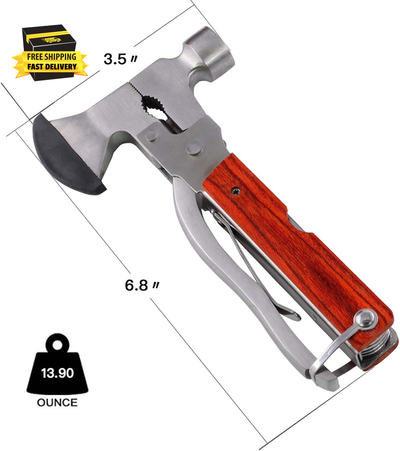 18-In-1 Multitool Camping Axe Hammer, Multi Tool with Plier, Knife, Bottle Opene