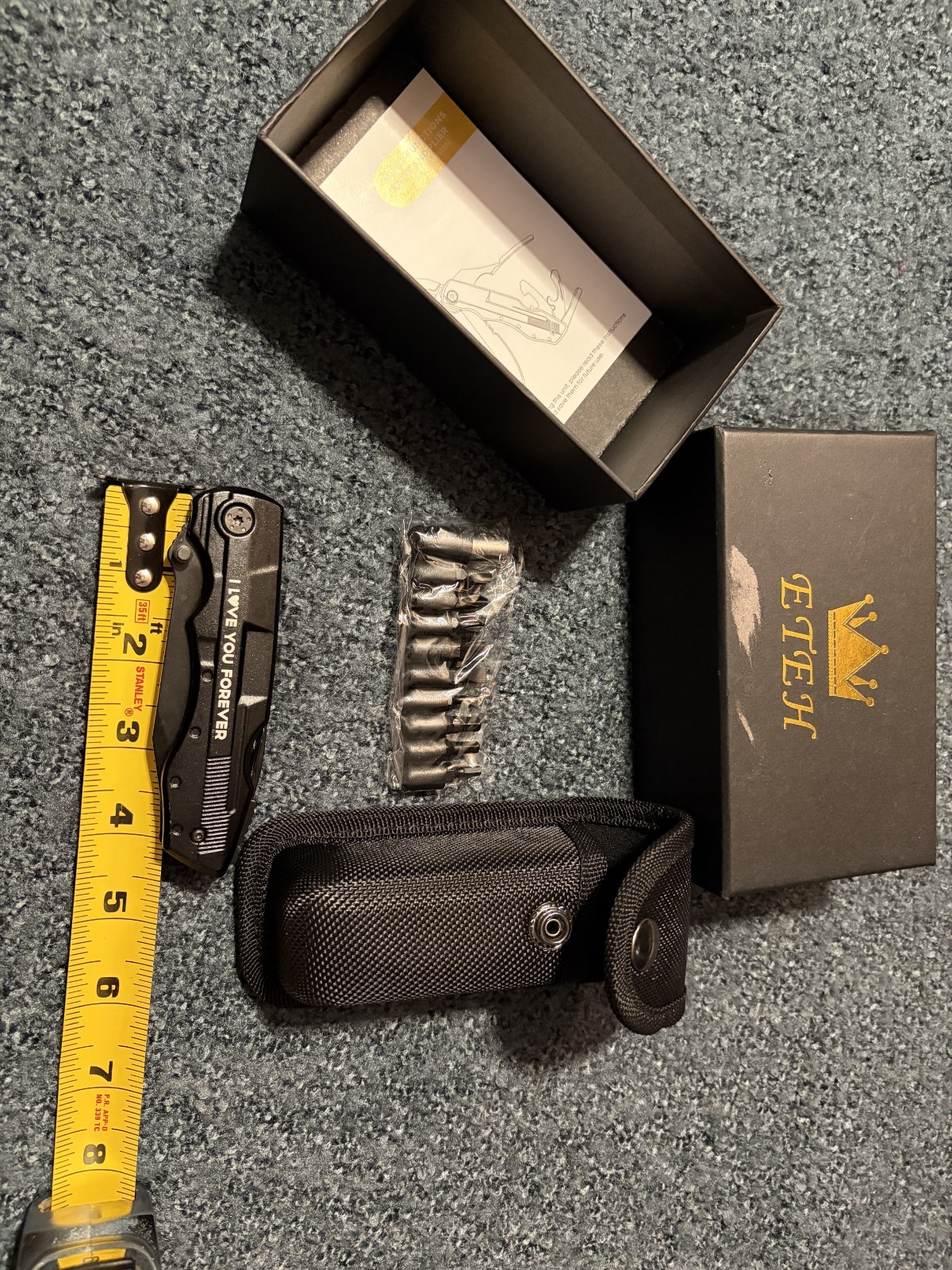 Eteh Multi Tool Pocket Knife For Climbing Camping Cycling Stainless Steel Black