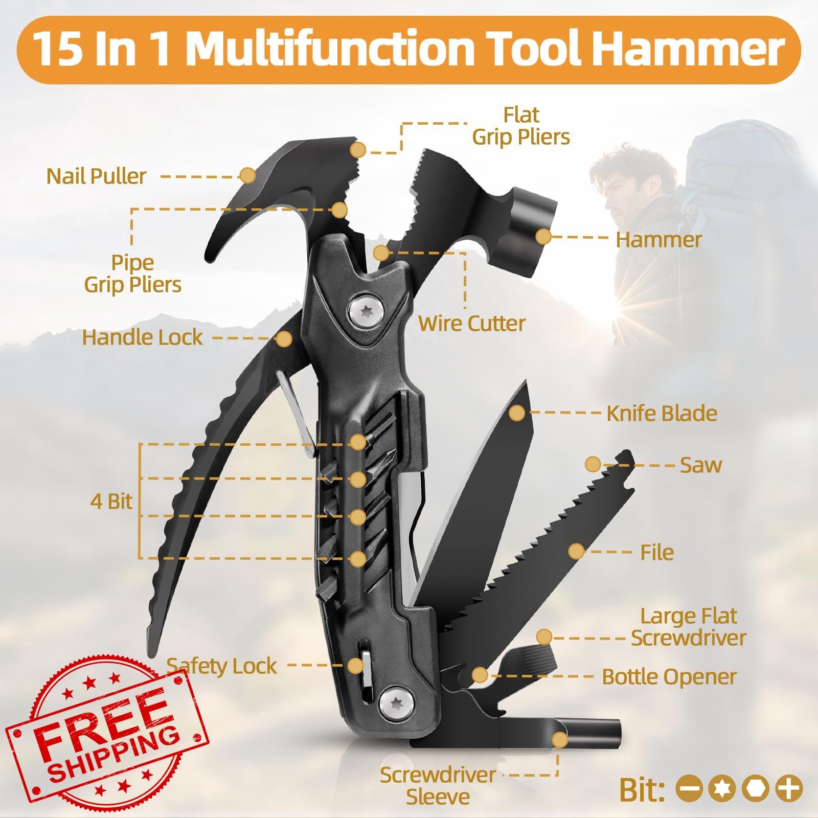 Bamomby Hammer Multitool 15 in 1 Gifts
