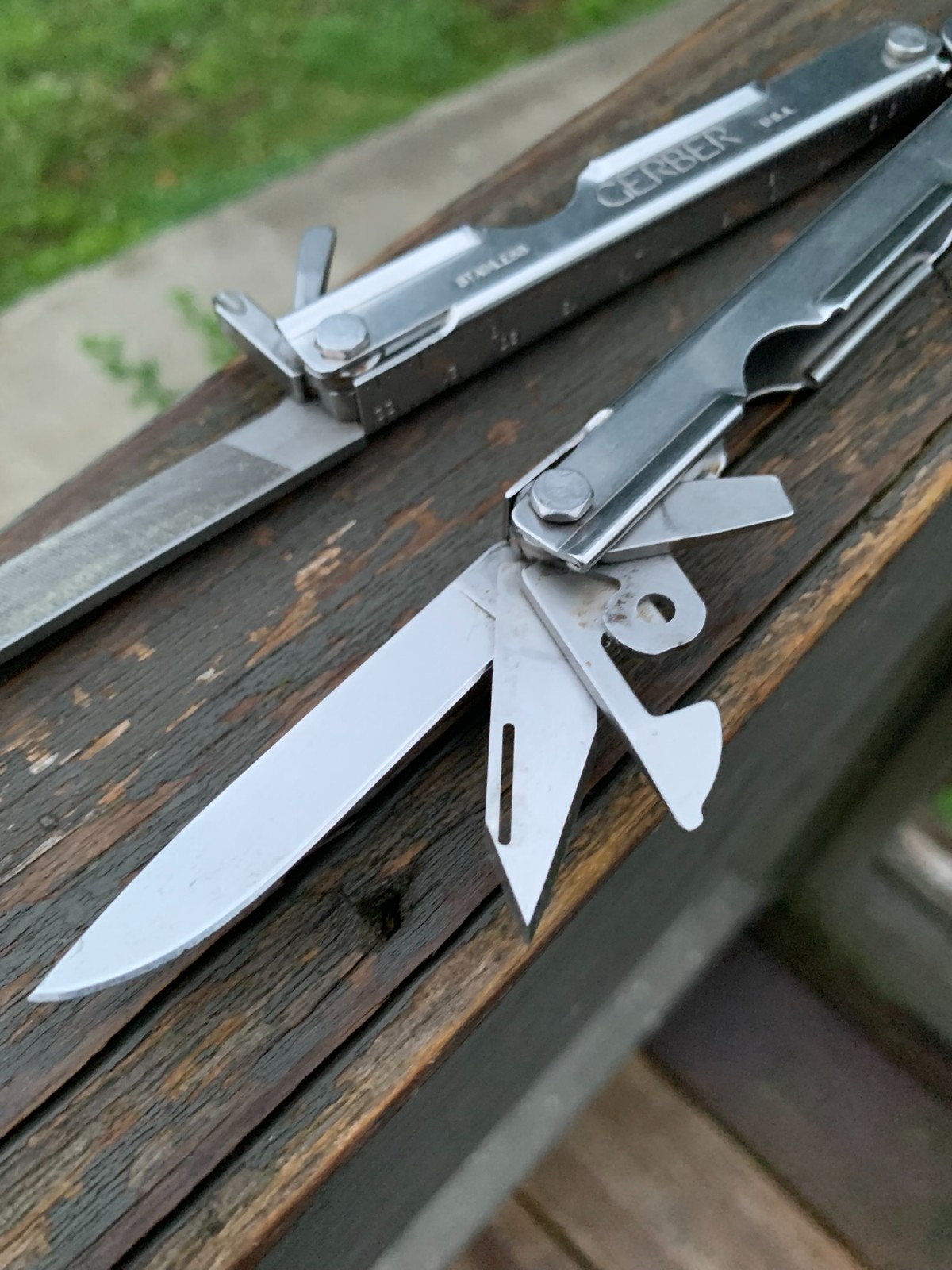 Vtg 90s Gerber MPT #5 & American Camper Multitools, Stainless Steel, 4.5″ & 4″
