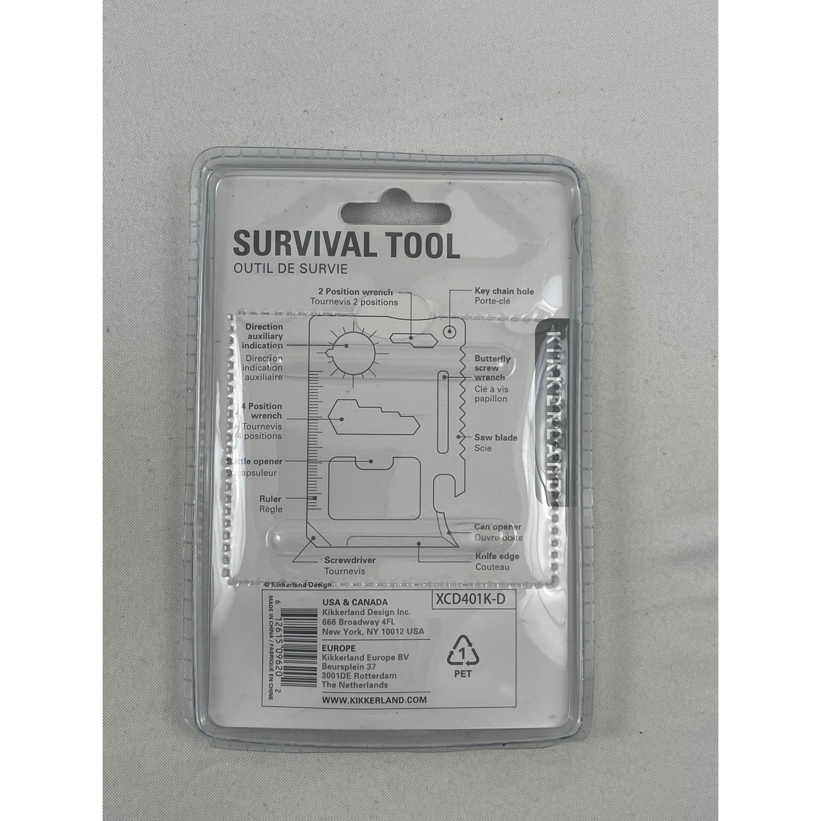 Kikkerland 11-in-1 Stainless Steel Survival Multi-Tool Card XCD401K-D New