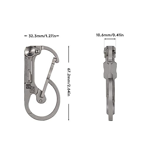 Compact Titanium Carabiner Keychain Multitool with Folding Knife & Screwdriver S