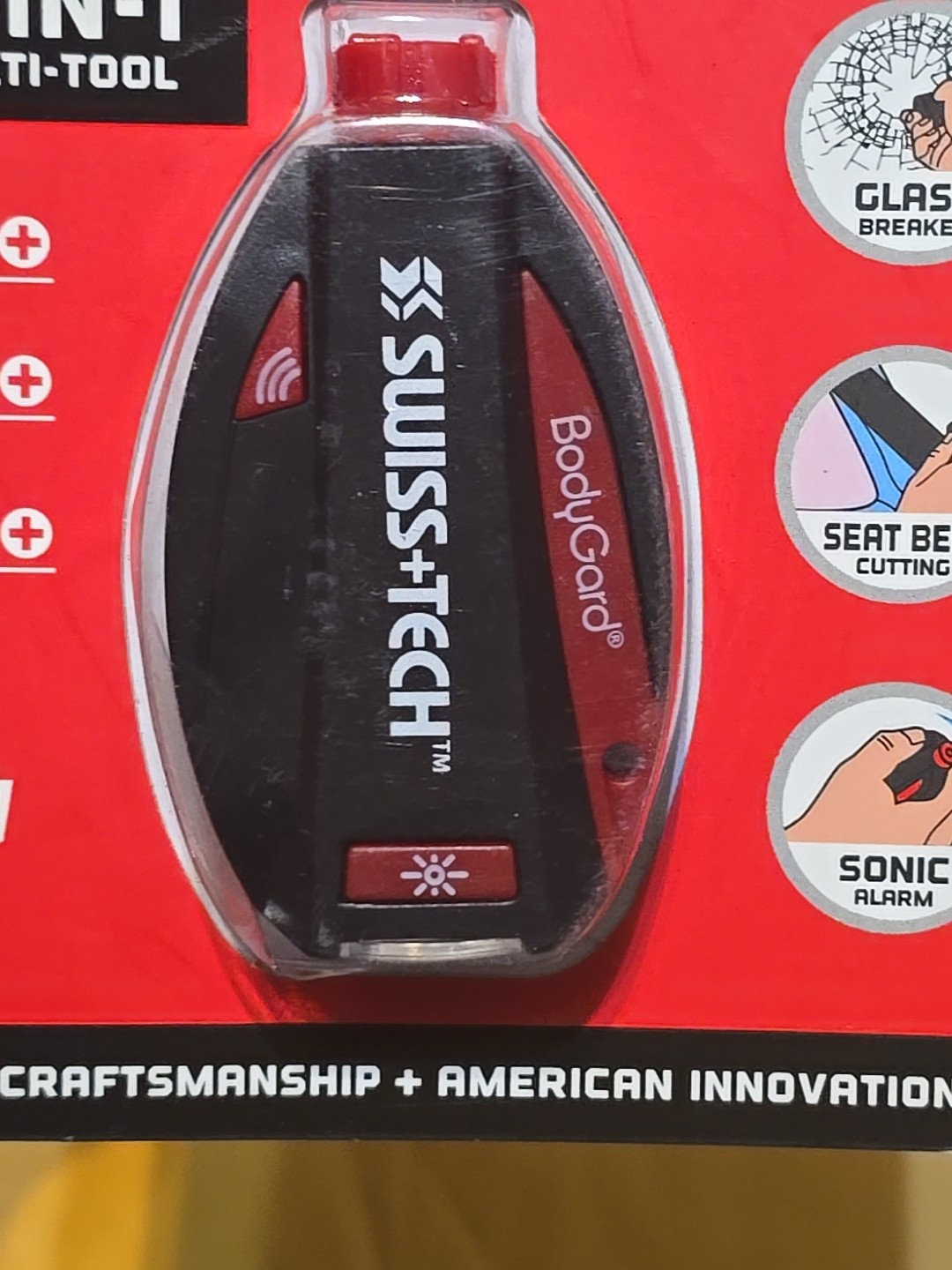 SWISS + TECH 5-IN-1 MULTI TOOL GLASS BREAKER SEAT BELT CUTTING SONIC ALARM NEW