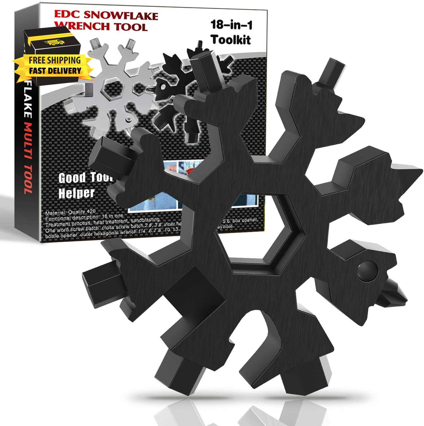18-In-1 Snowflake Multi Tool, Stocking Stuffers for Men, Cool Camping Tool Gadge