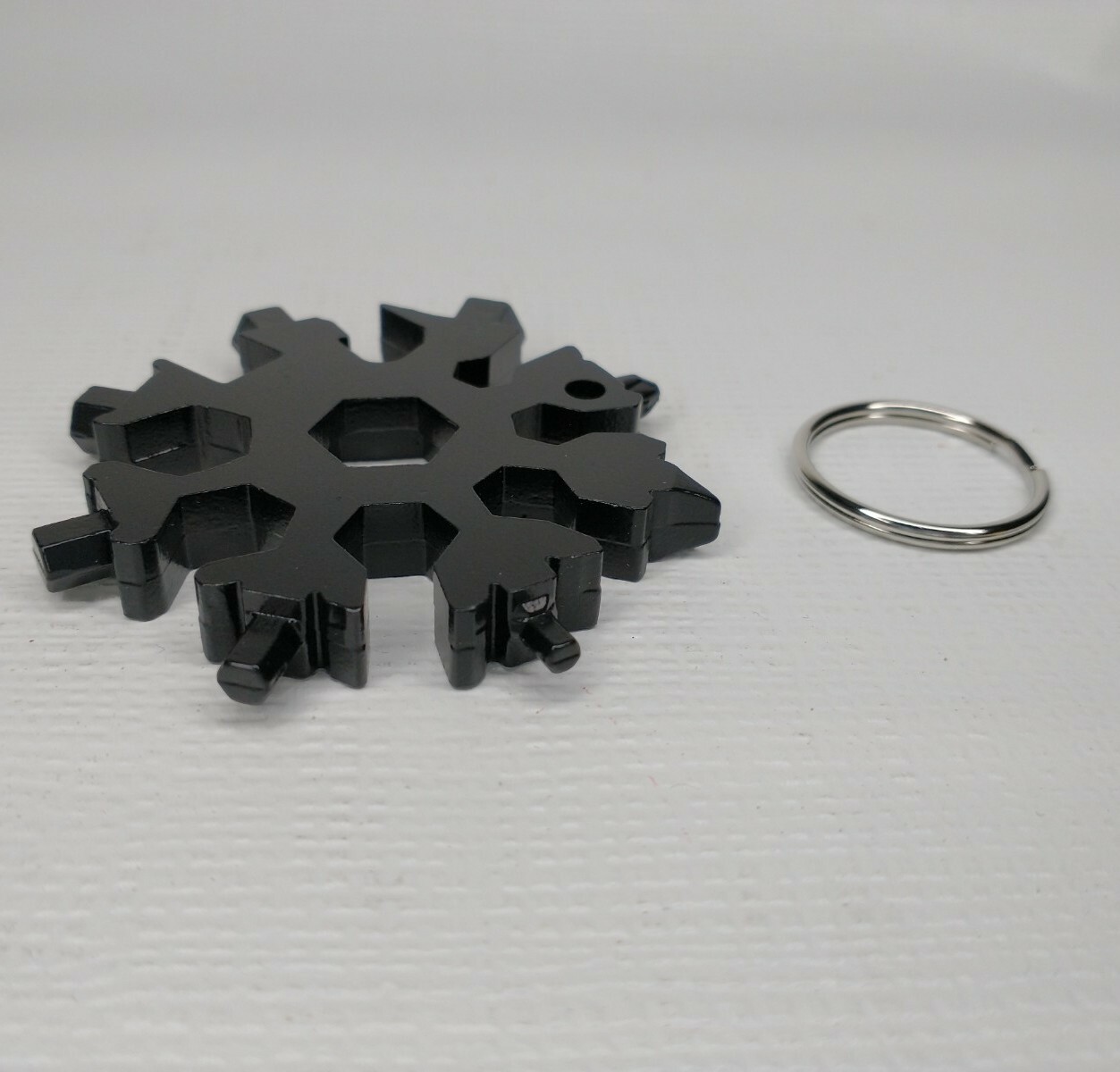 Black Snowflake Multi Tool Keychain Key Ring Gift Idea