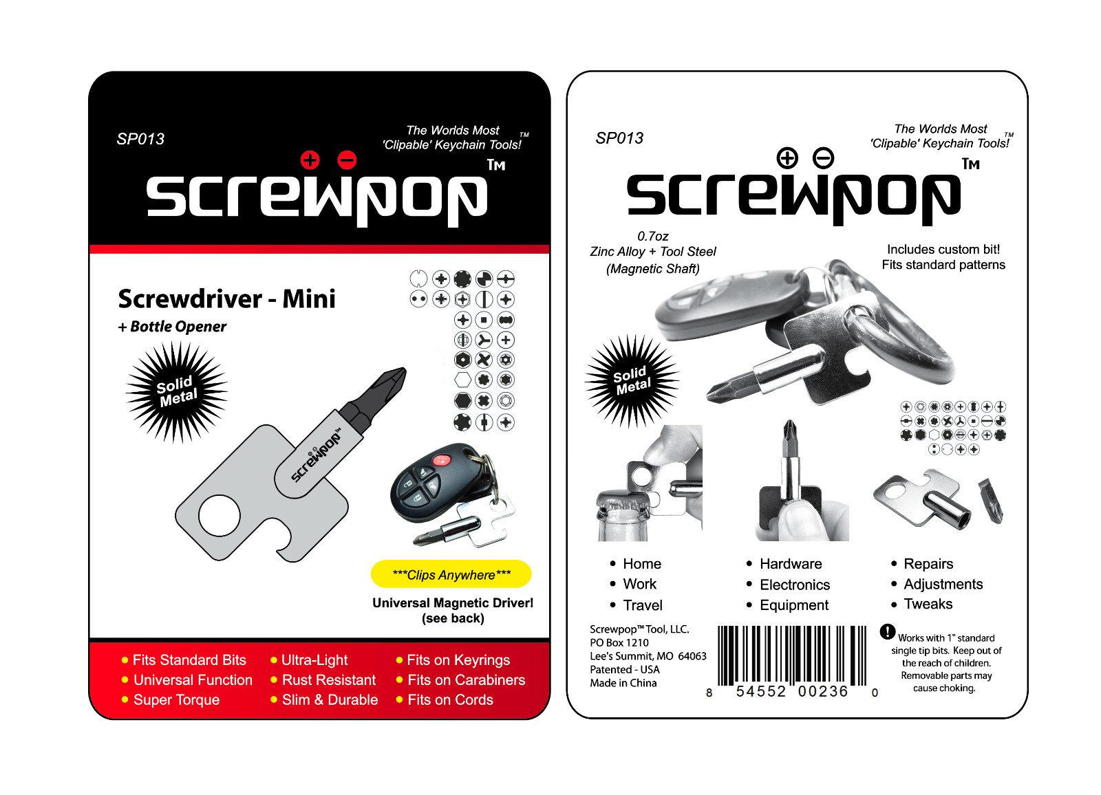 Screwpop® – Keychain Screwdriver w/ Bottle Opener ( 330 UNITS CLAMSHELL )