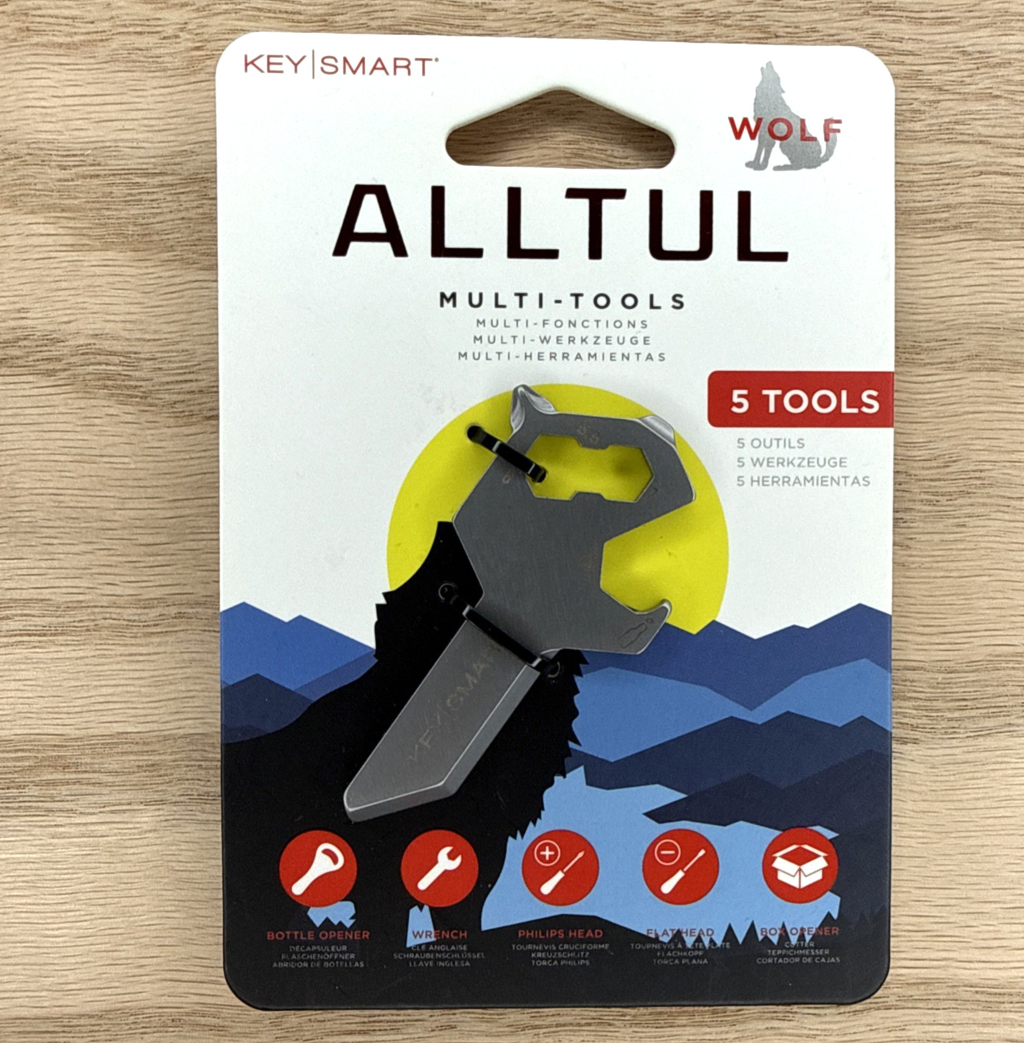 KeySmart AllTul Wolf Multi-tool for Keyring or Wallet – Stainless Steel (NEW)