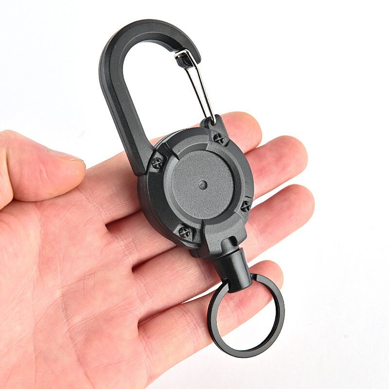 Outdoor High Rebound Telescopic Key Chain Ring Buckle Anti-theft Steel EDC Tool
