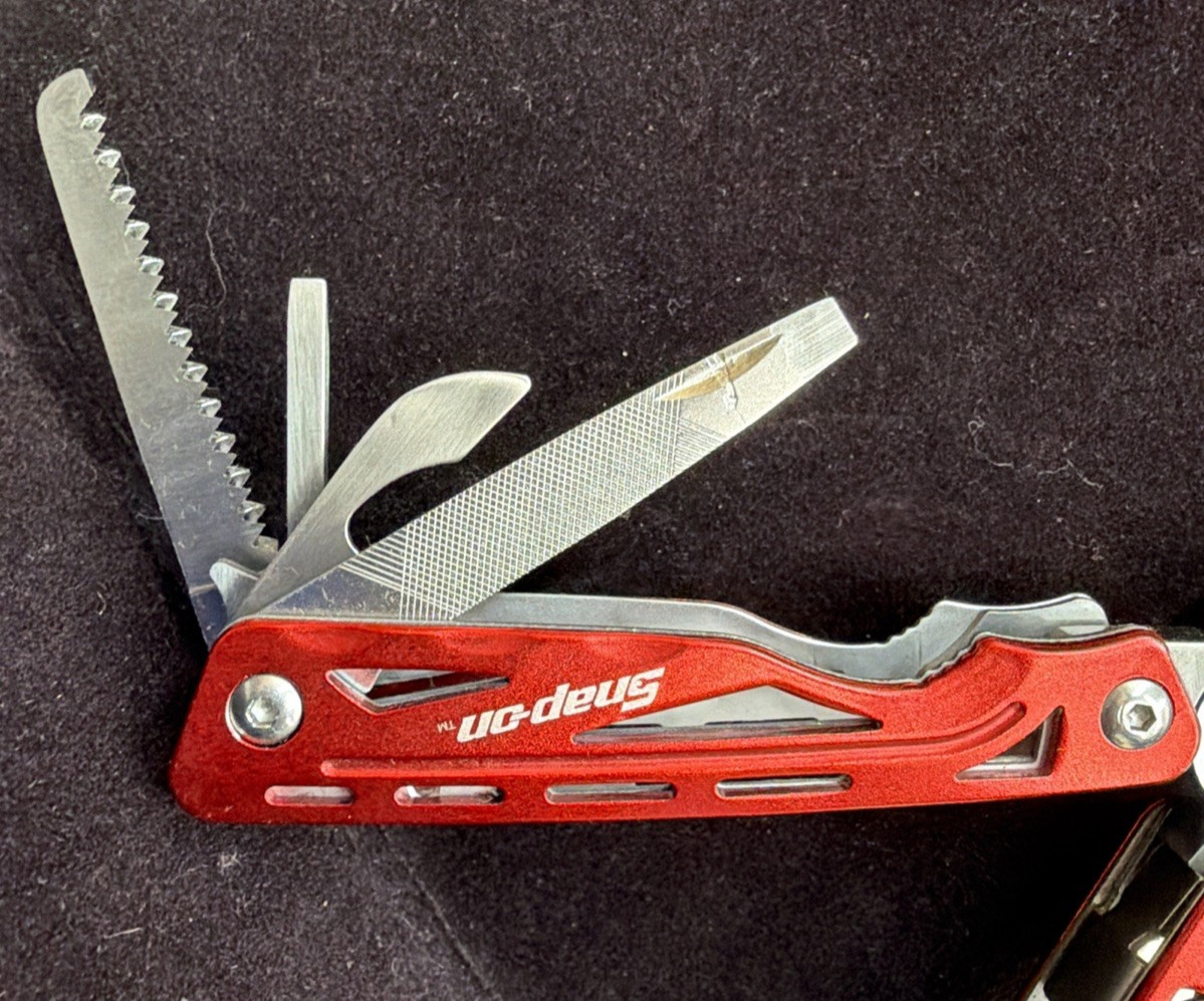 Snap On Red 9-in-1 Stainless Steel Easy Grip Multi-Tool With Sheath