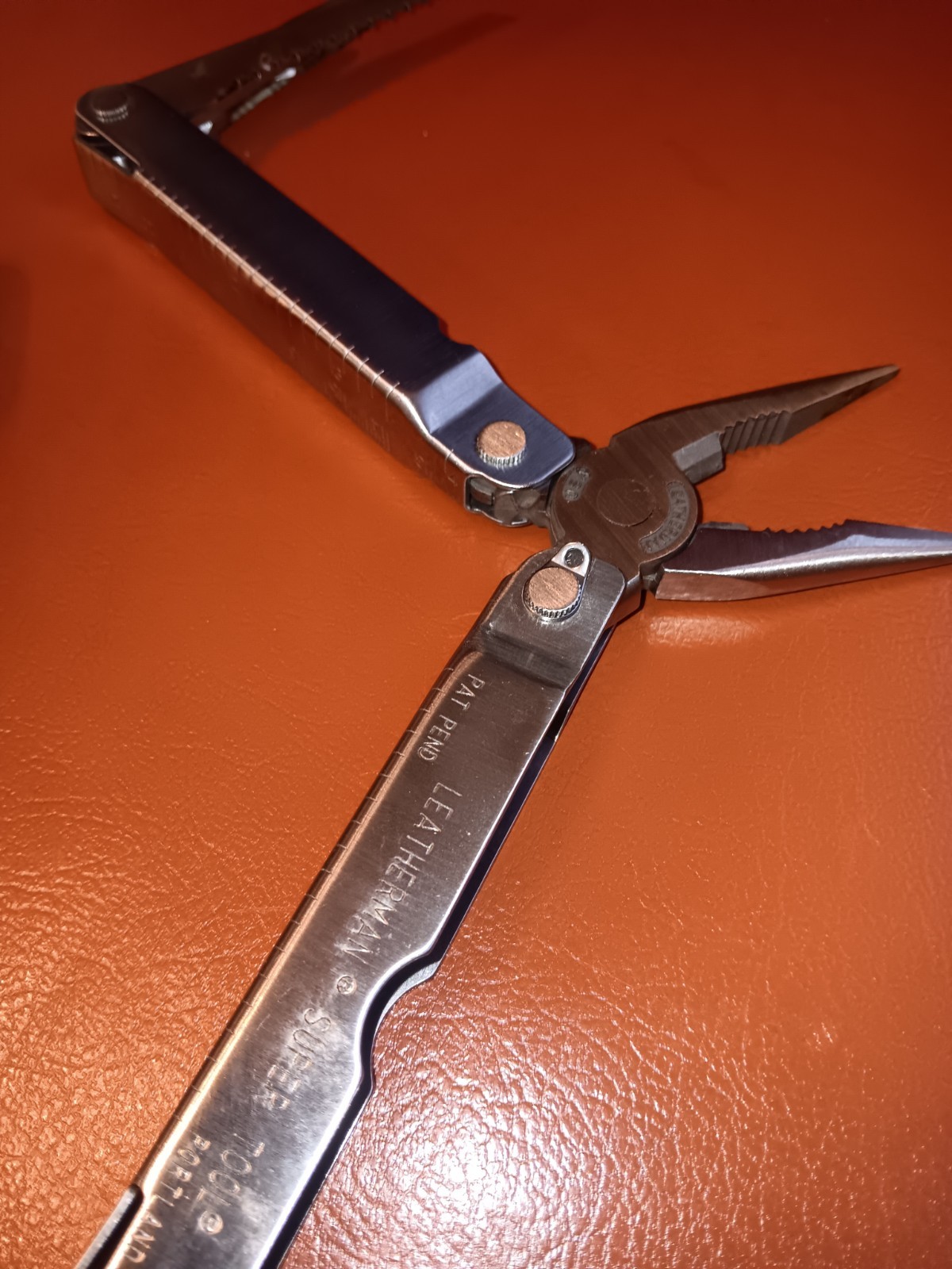 Original Vtg Leatherman Super Tool Pat. Pending w/leather Sheath #0201 CLEAN ++