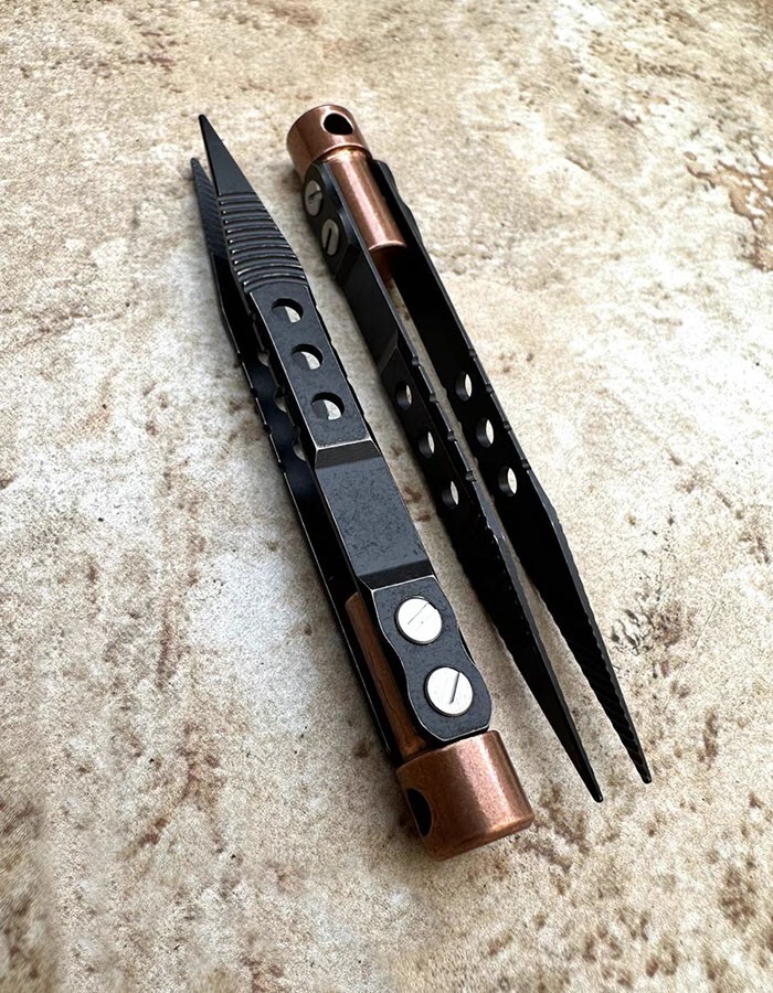 EDC Titanium + Red-copper CNC Tweezers Portable Antiskid Outdoor Camping Tool