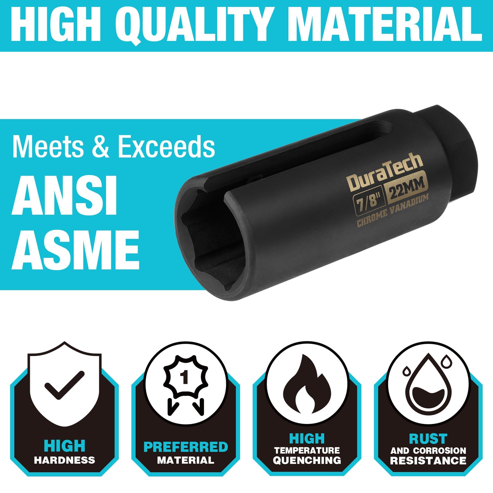 O2 Oxygen Sensor Socket 3/8″ Drive x 7/8″22mm, Oxygen Sensor Remover Tool Chr…