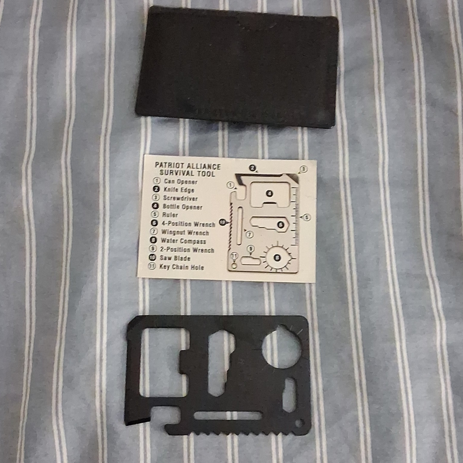 Patriot Alliance Survival Tool Multi-Tool 11-in-1 Metal Card Black