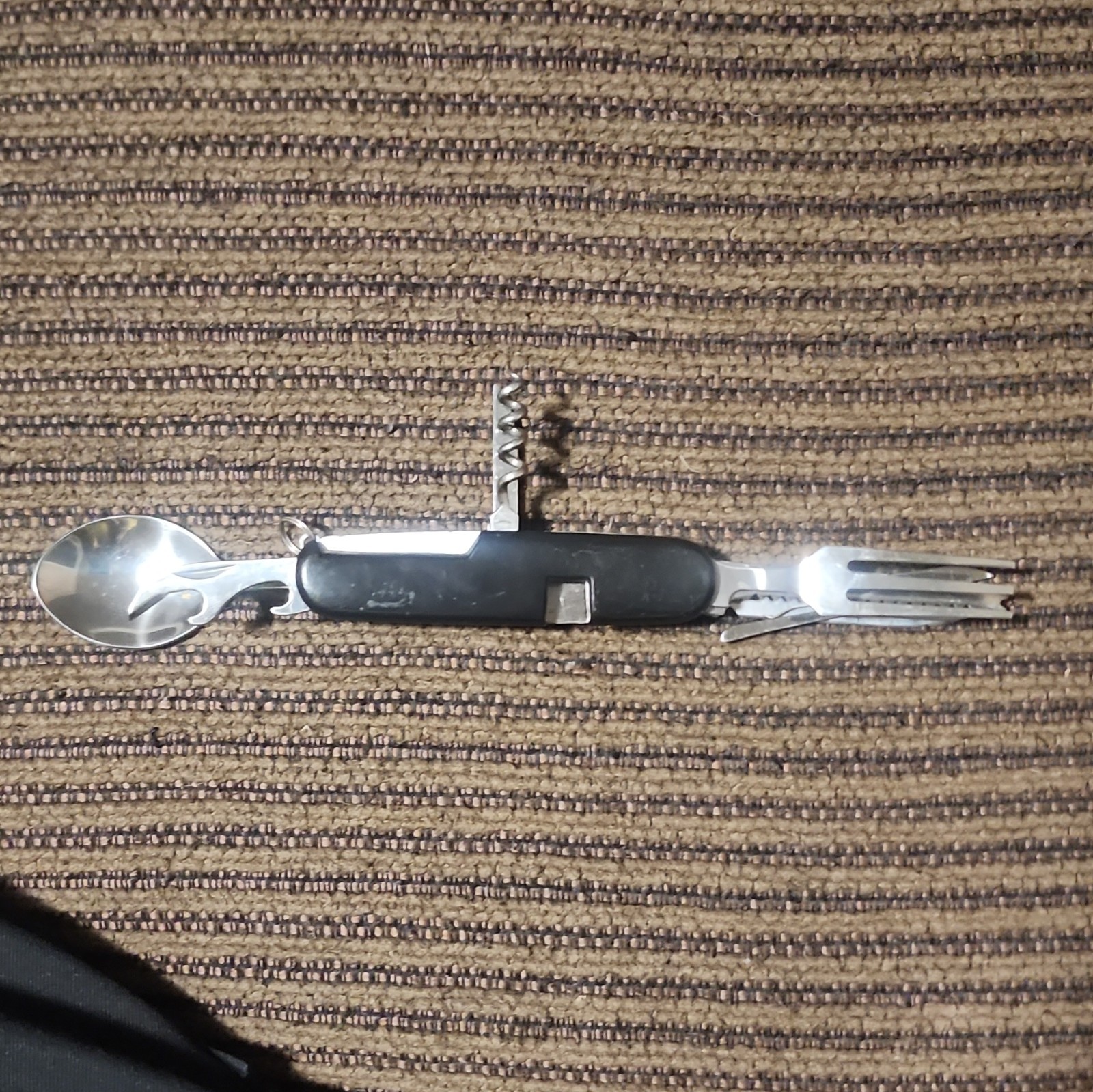 Stainless Steel 7-Tool Foldable Camping Utensil Multi-Tool Knife Spoon Fork