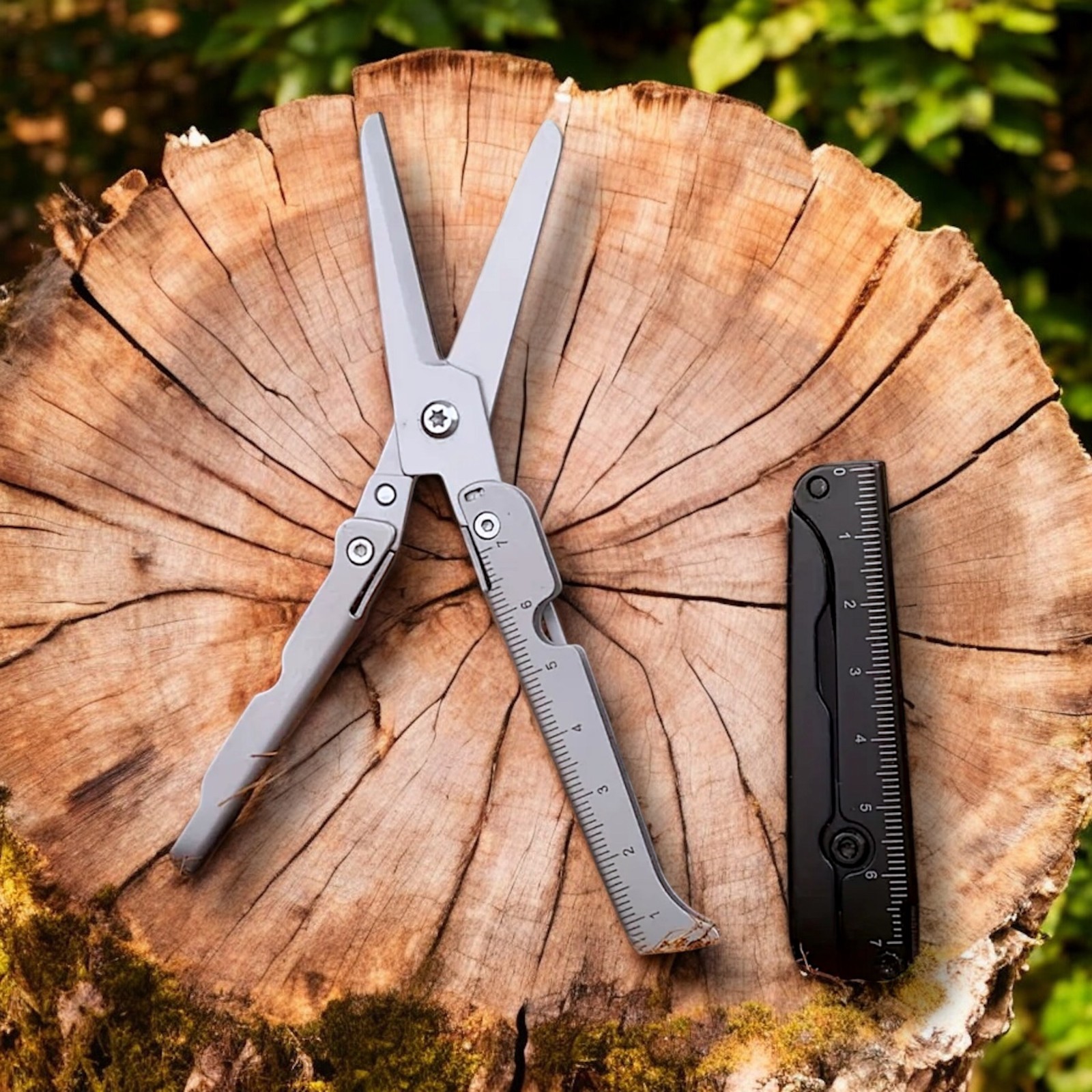 Compact Multi Tool Folding Stainless Steel BLACK Scissors For Bug Out Bags EDC