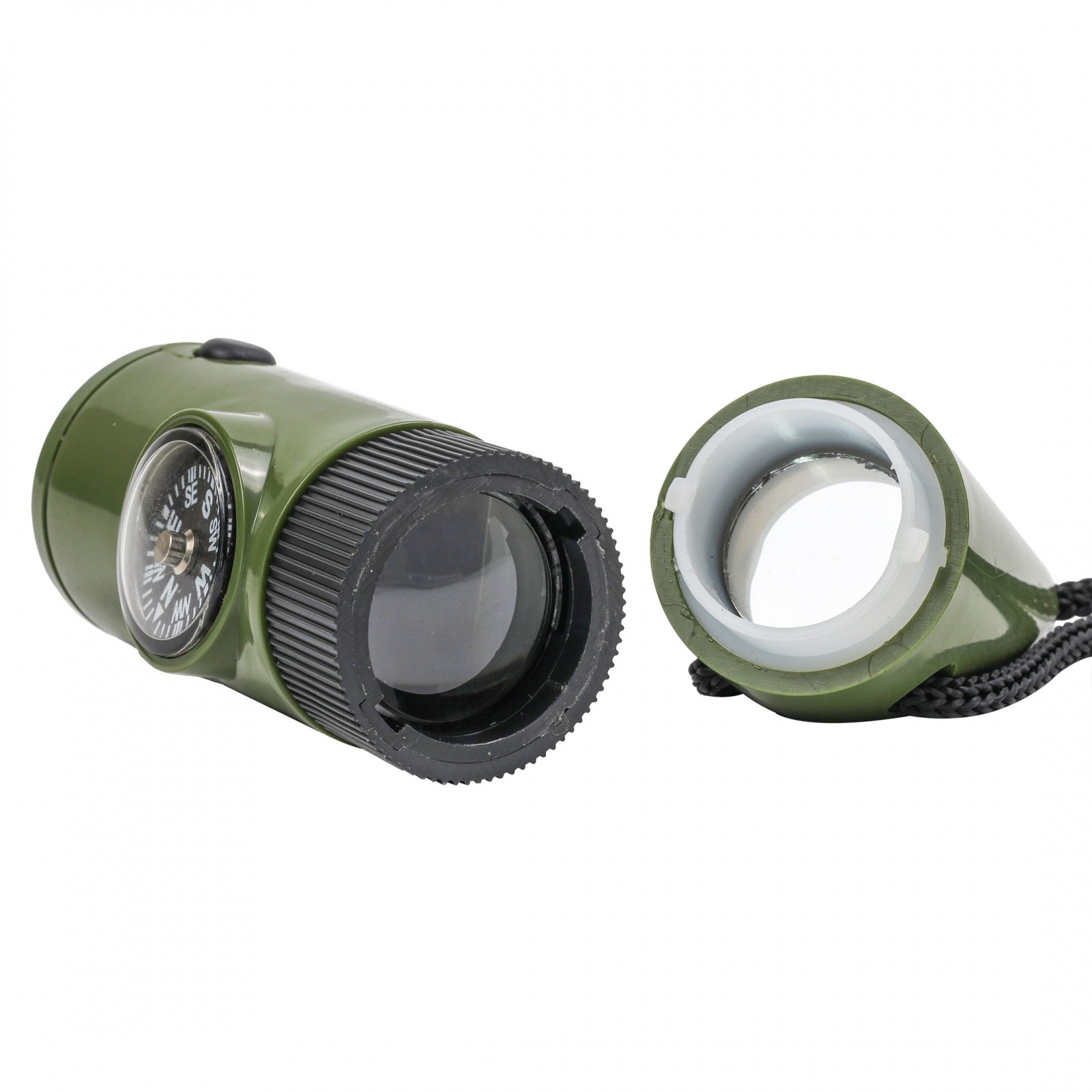 Survival Outdoor Multi Tool Whistle Compass LED 7 in 1 Flashlight