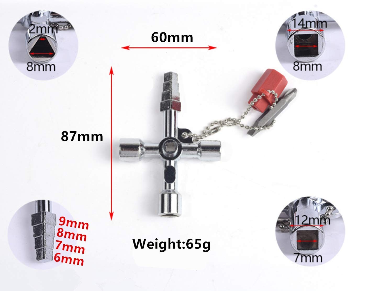 4In1 Universal Cross Triangle Square Round Key Multifunction Alloy Wrench