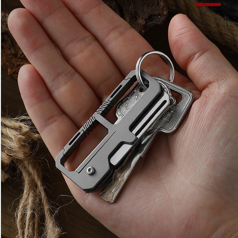 Titanium Pocket Folding Blade Knife Carabiner Outdoor Camping Keychain EDC Tool