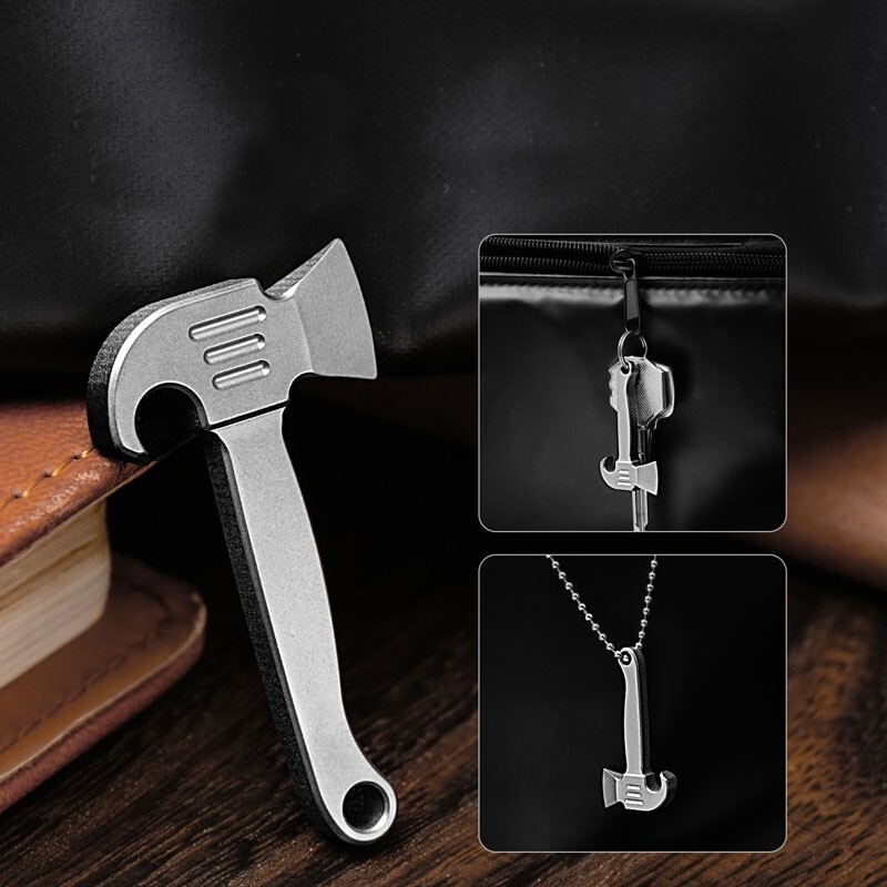 Mini Titanium Alloy Pendant Pry Bar Crowbar Bottle Opener Necklace EDC Keychain