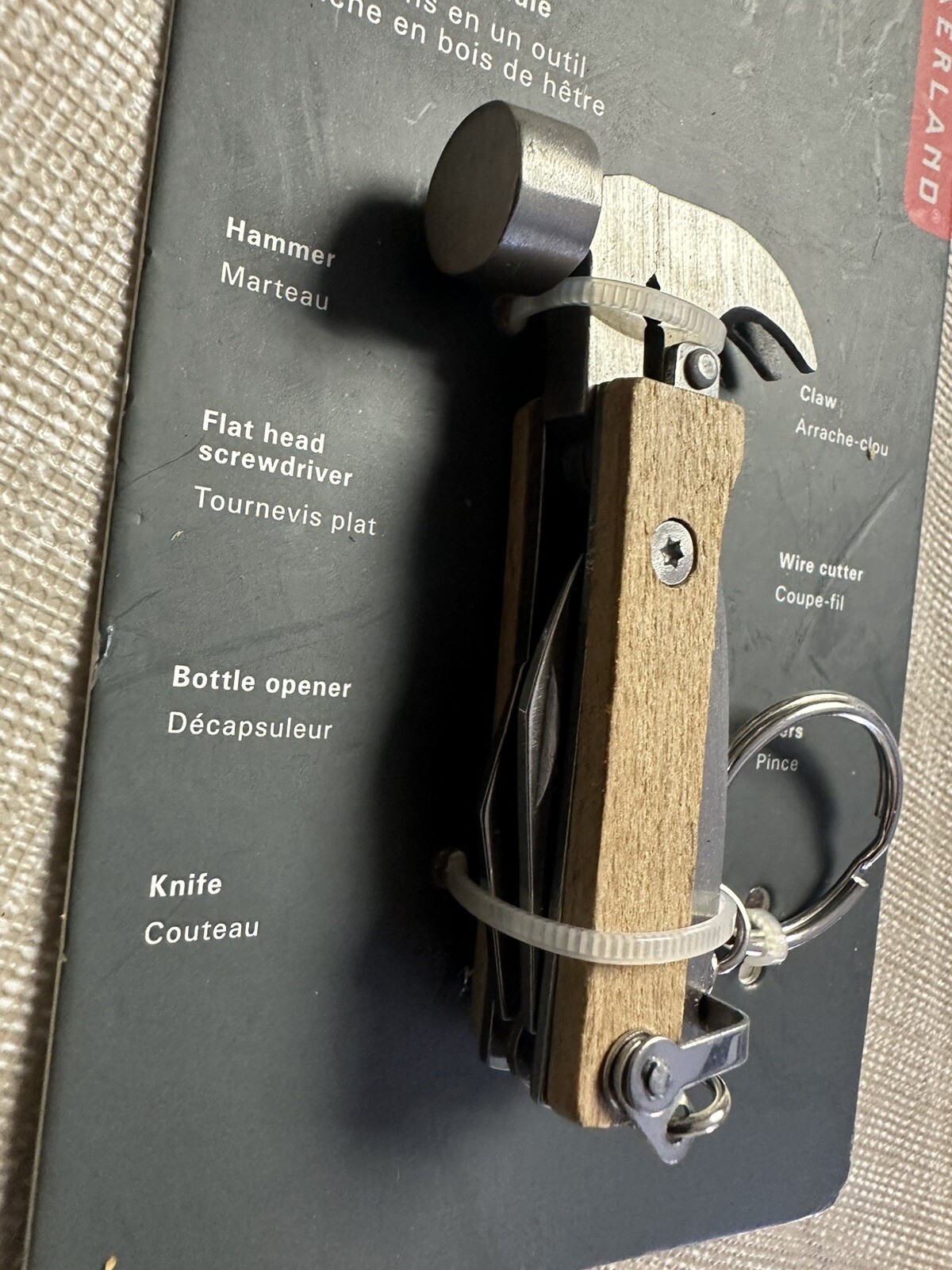 Kikkerland Wood Mini Hammer Tool 7-in-1 Multi Tool Mini Hammer KR13-W