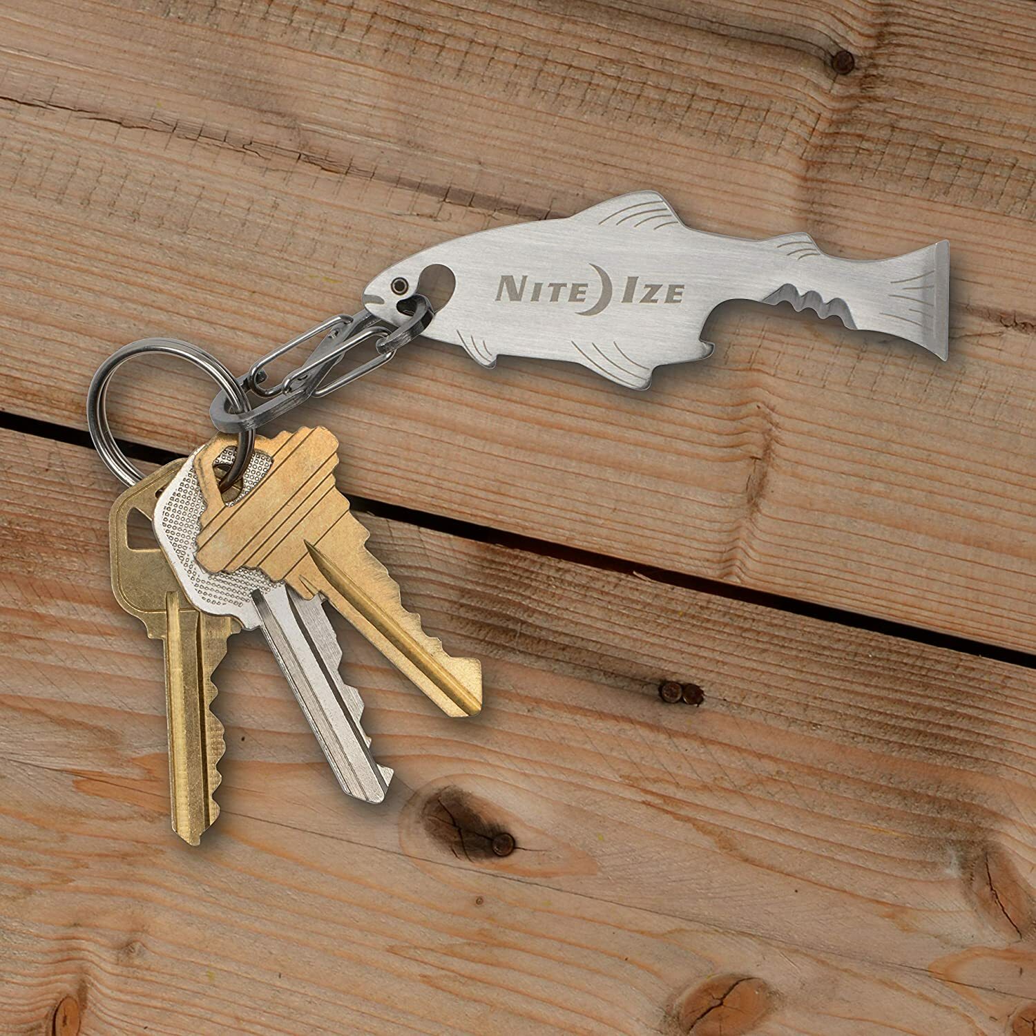Nite Ize DooHicKey FishKey Multi-Tool Stainless Keychain Bottle Opener (2-Pack)