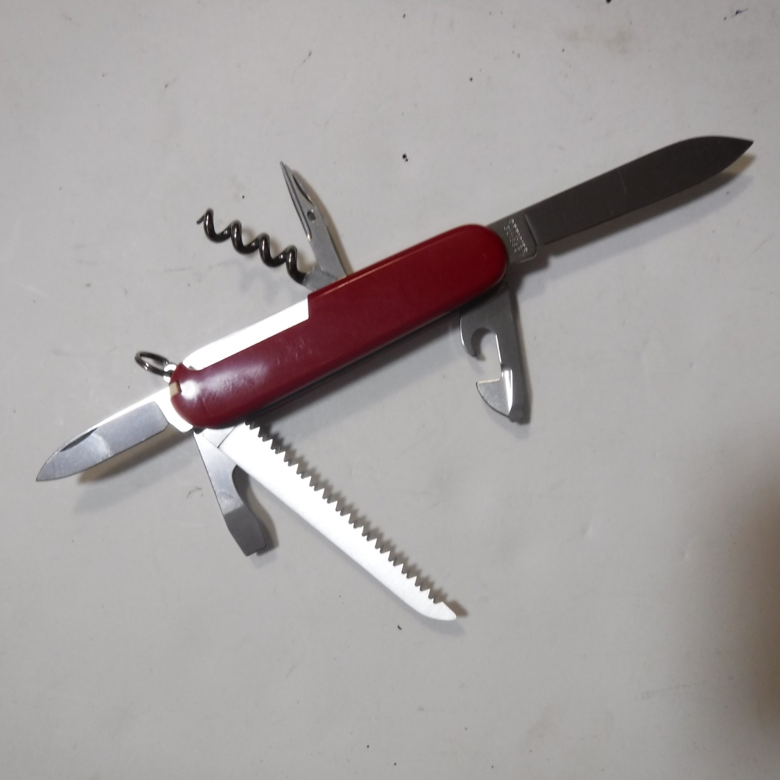 Swiss Armey knife Camping logo 6 tools plus pick and tweezer