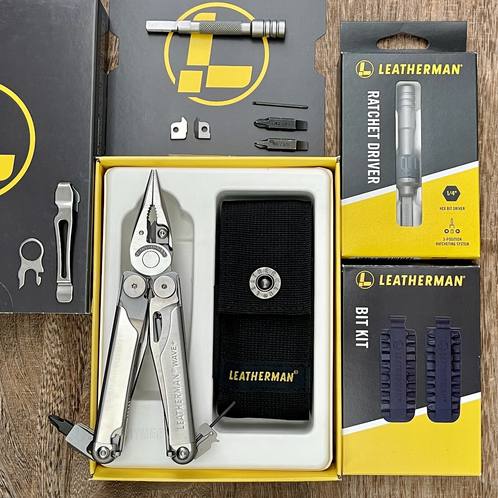 Leatherman WAVE PLUS FULL SET/ Multitool Bit Kit Leatherman Ratchet Driver+ MORE