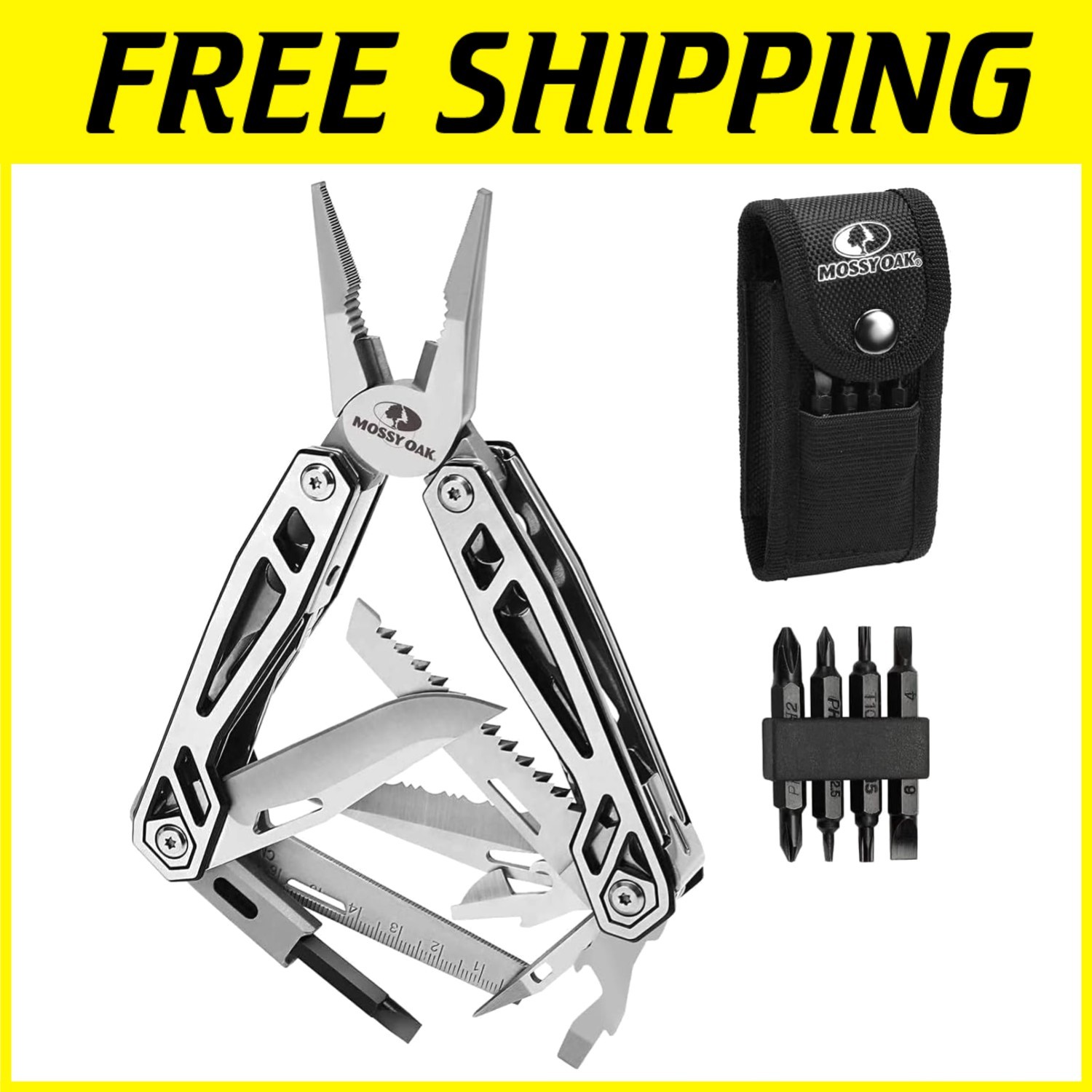 21-in-1 Stainless Steel Multitool with Self-Locking Pliers