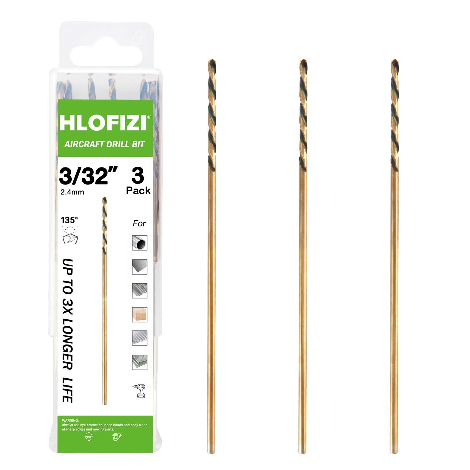 3/32 x 8 Inch Extra Long Drill Bits (3 Pack), Aircraft Drill Bit Black and Go…