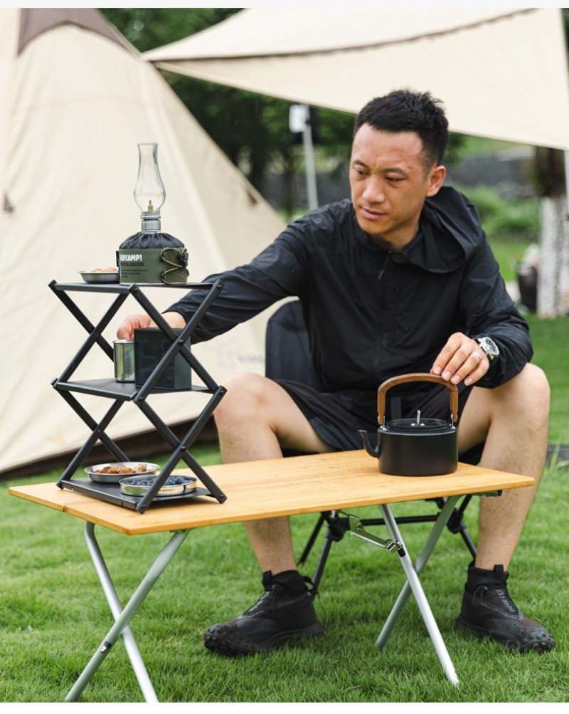 Outdoor folding storage rack multifunctional aluminum alloy small table