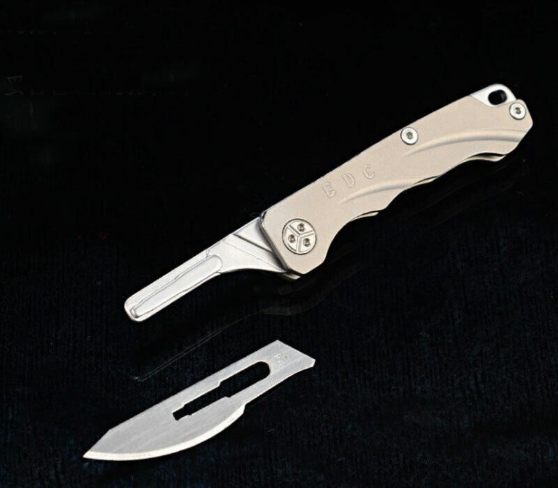 TC4 Titanium Utility Knife Scalpel Blade Pocket Folding Knife Outdoor Travel EDC