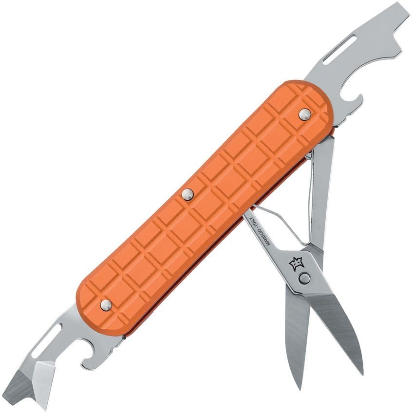 Fox Vulpis Folding Knife Scissors Openers Screwdrivers Blade Orange Alu. Handles