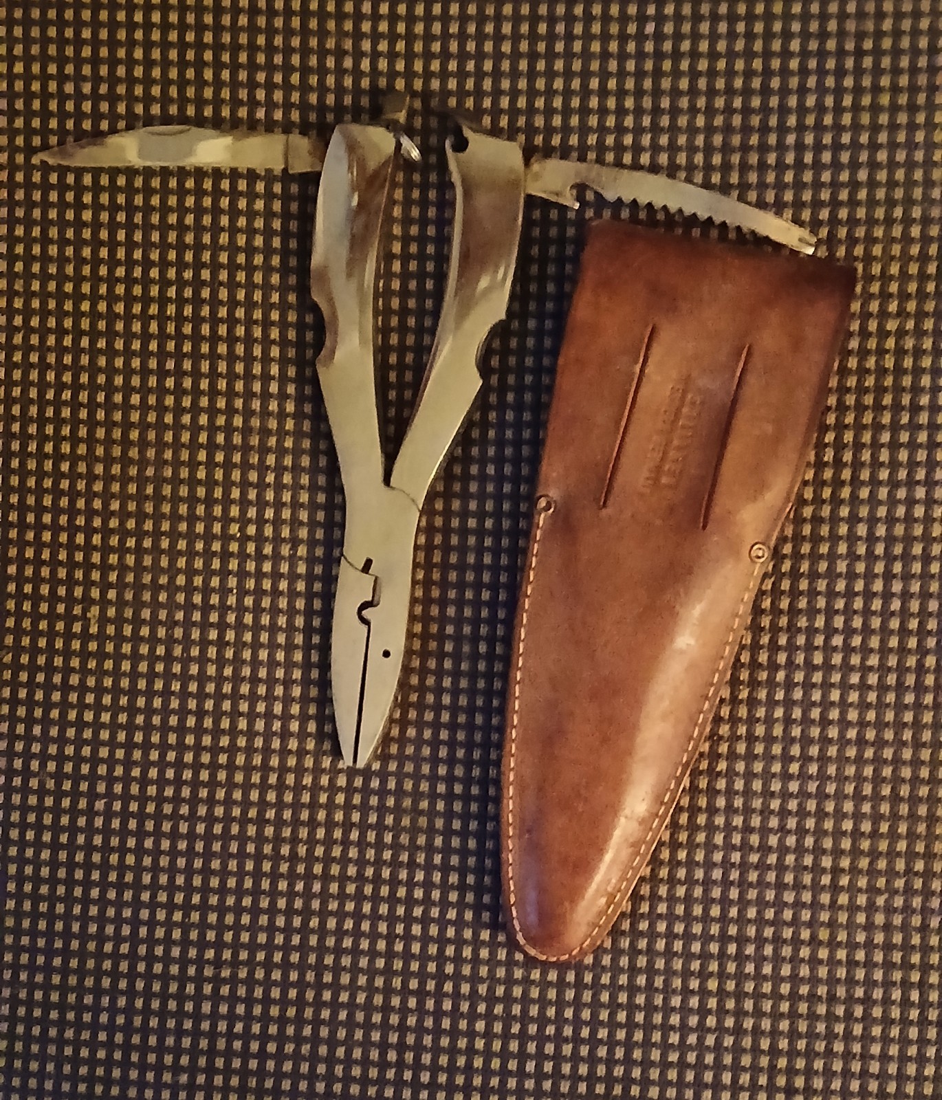 Vintage Solingen W. Germany Stainless Steel Fishing Multitool & Original Sheath