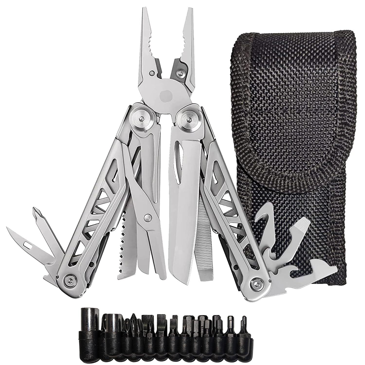 Epg Heavy Duty Multitool Nylon Case And Screwdriver Bits 18 Stainless Steel Lock