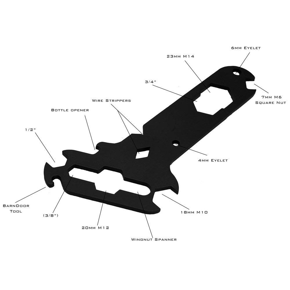 DTYMULTITOOL 14In1 Black Rigger Multitool Wing Nut Spanner Separate
